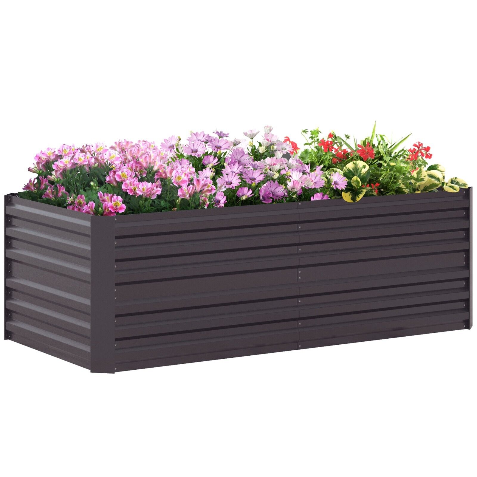 Galvanised Steel Raised Garden Beds Outdoor Planter Grey with Rods 180x90x59cm - Home and Garden Furniture Shop - #rustic - furniture#