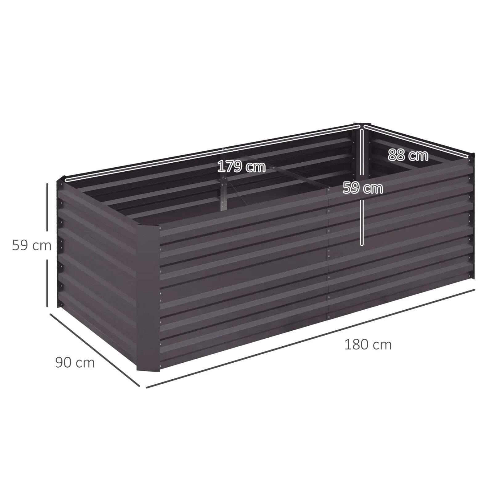 Galvanised Steel Raised Garden Beds Outdoor Planter Grey with Rods 180x90x59cm - Home and Garden Furniture Shop - #rustic - furniture#