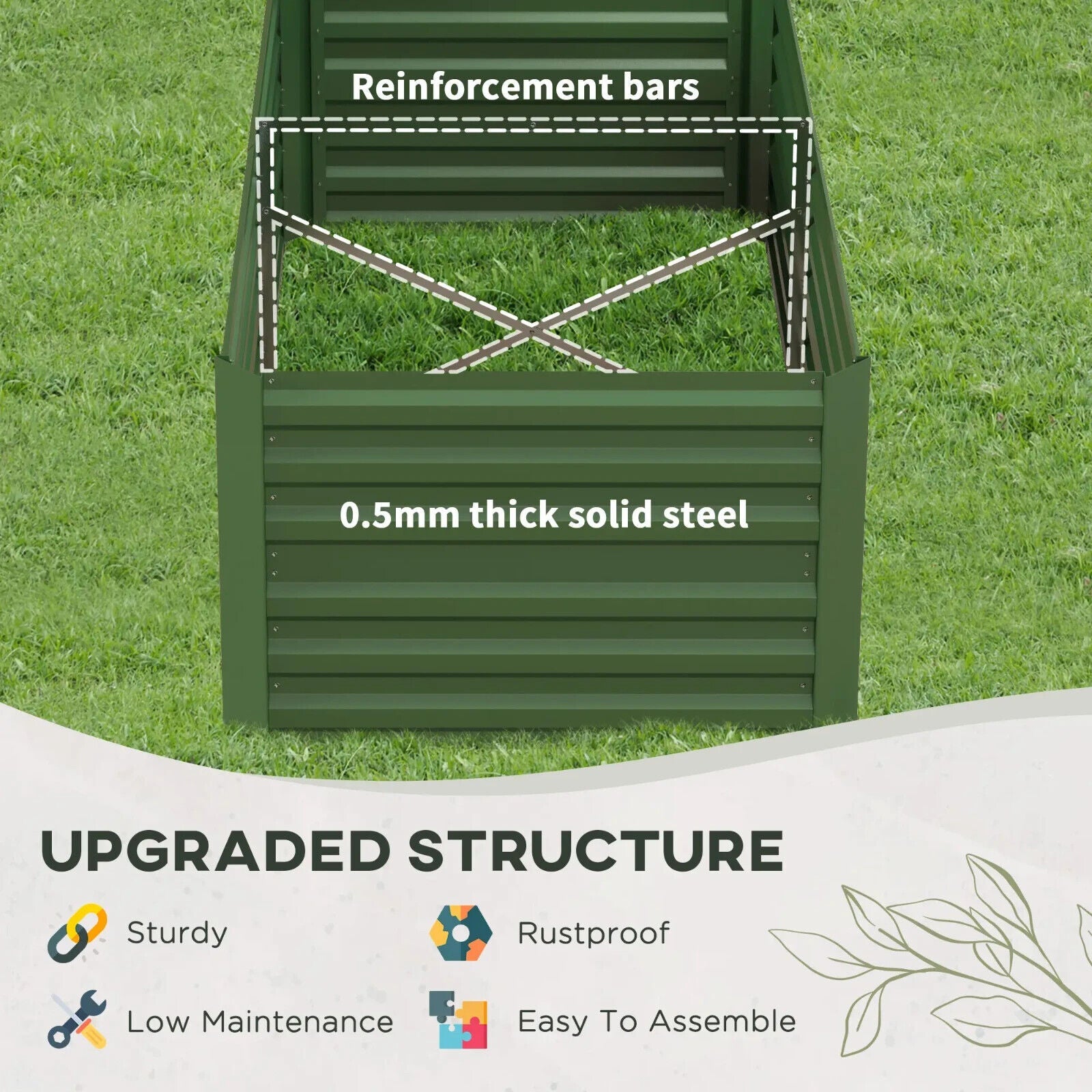 Galvanised Steel Raised Garden Beds Outdoor Planter with Reinforced Rods Green - Home and Garden Furniture Shop - #rustic - furniture#