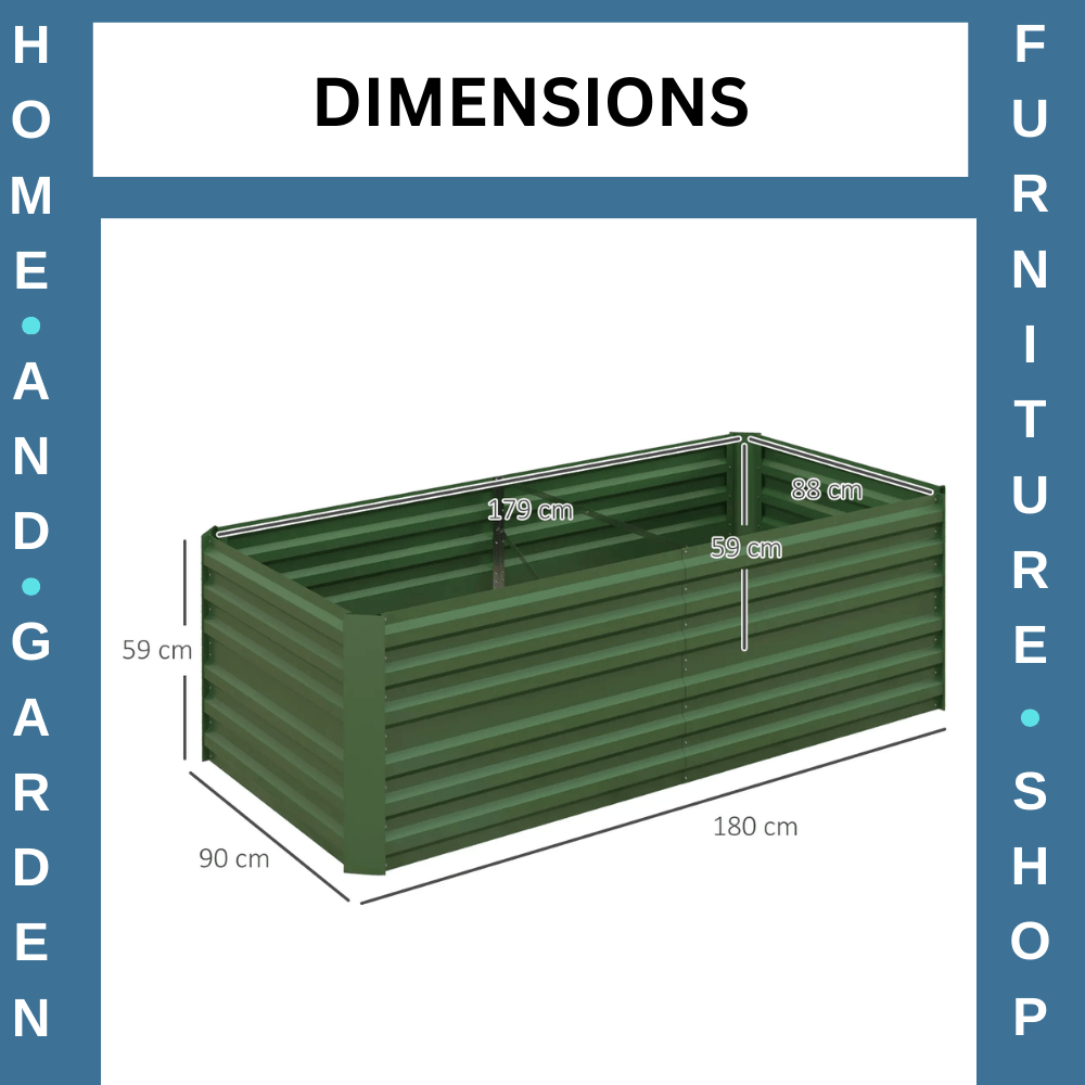Galvanised Steel Raised Garden Beds Outdoor Planter with Reinforced Rods Green - Home and Garden Furniture Shop - #rustic - furniture#