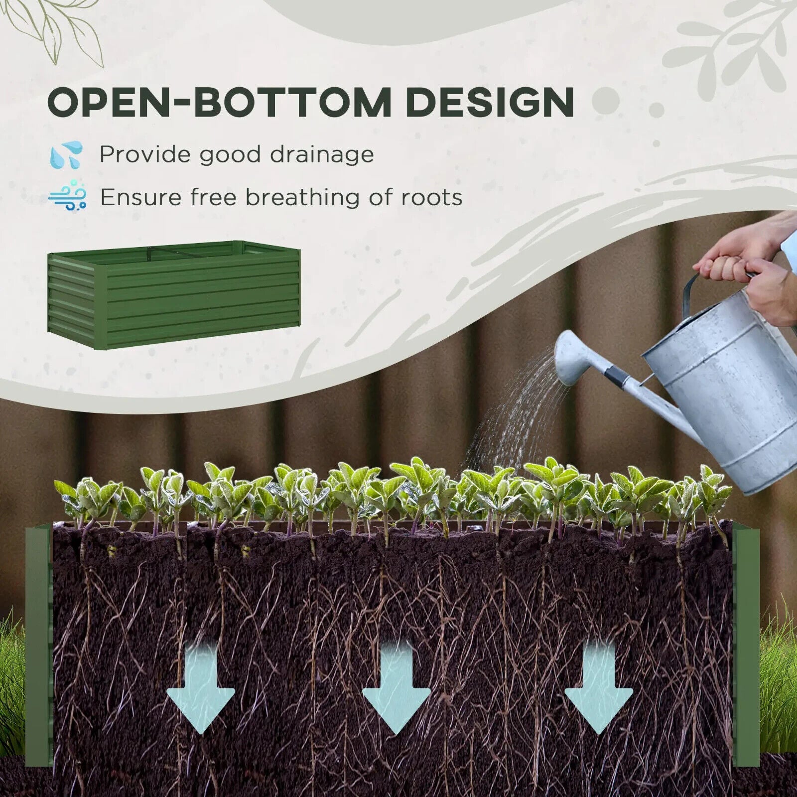 Galvanised Steel Raised Garden Beds Outdoor Planter with Reinforced Rods Green - Home and Garden Furniture Shop - #rustic - furniture#