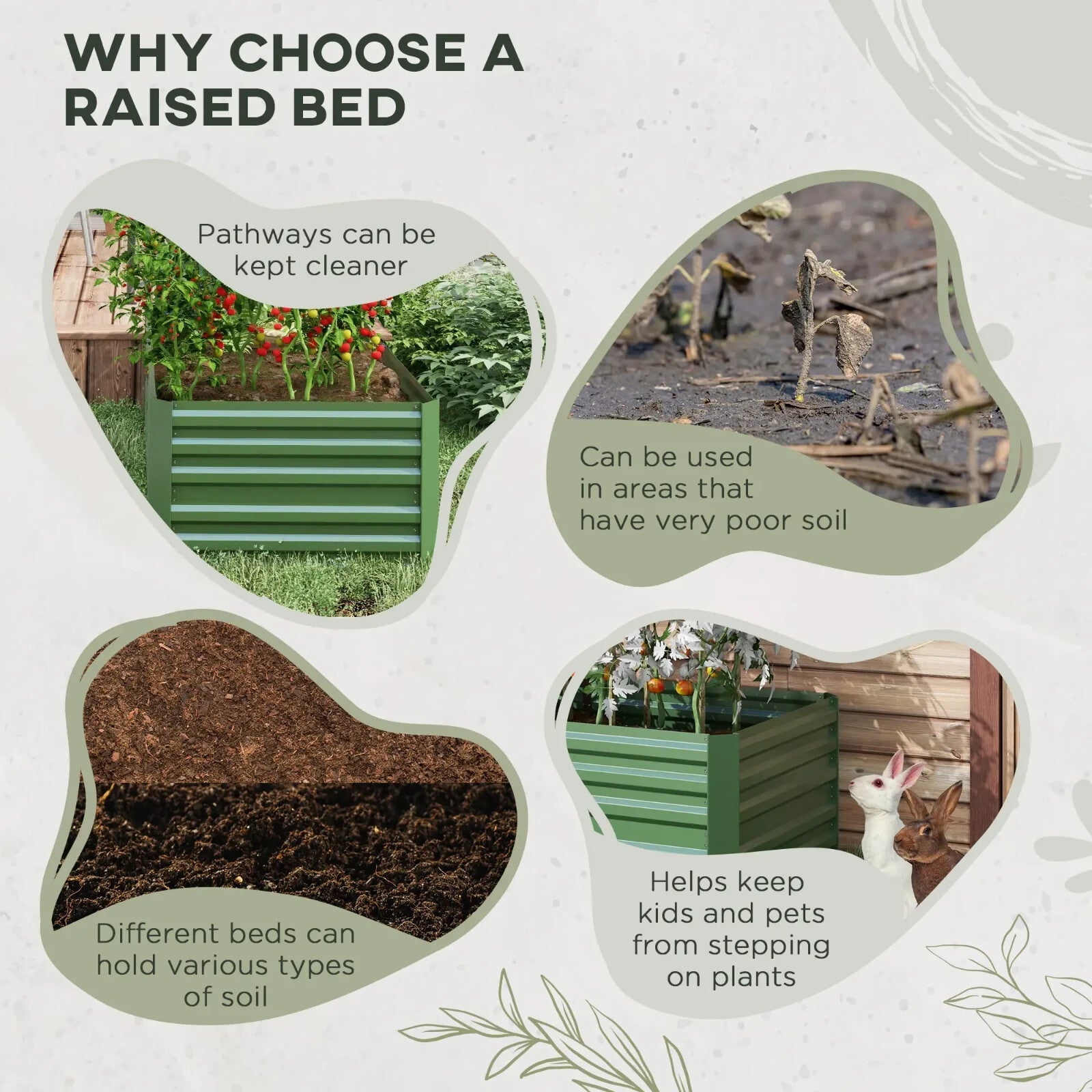 Galvanised Steel Raised Garden Beds Outdoor Planter with Reinforced Rods Green - Home and Garden Furniture Shop - rustic - furniture