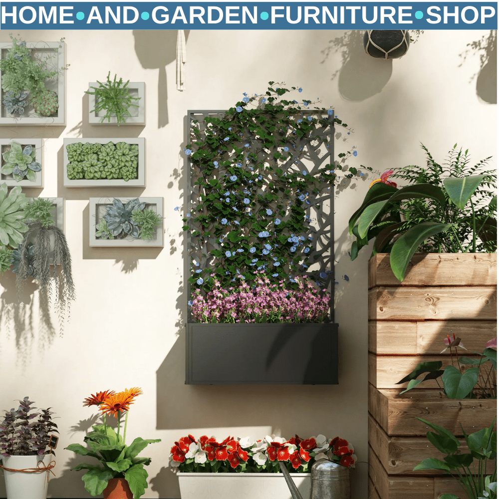 Garden Bed with Privacy Screen Wall Mounted or Freestanding Raised Planter - Home and Garden Furniture Shop - rustic - furniture