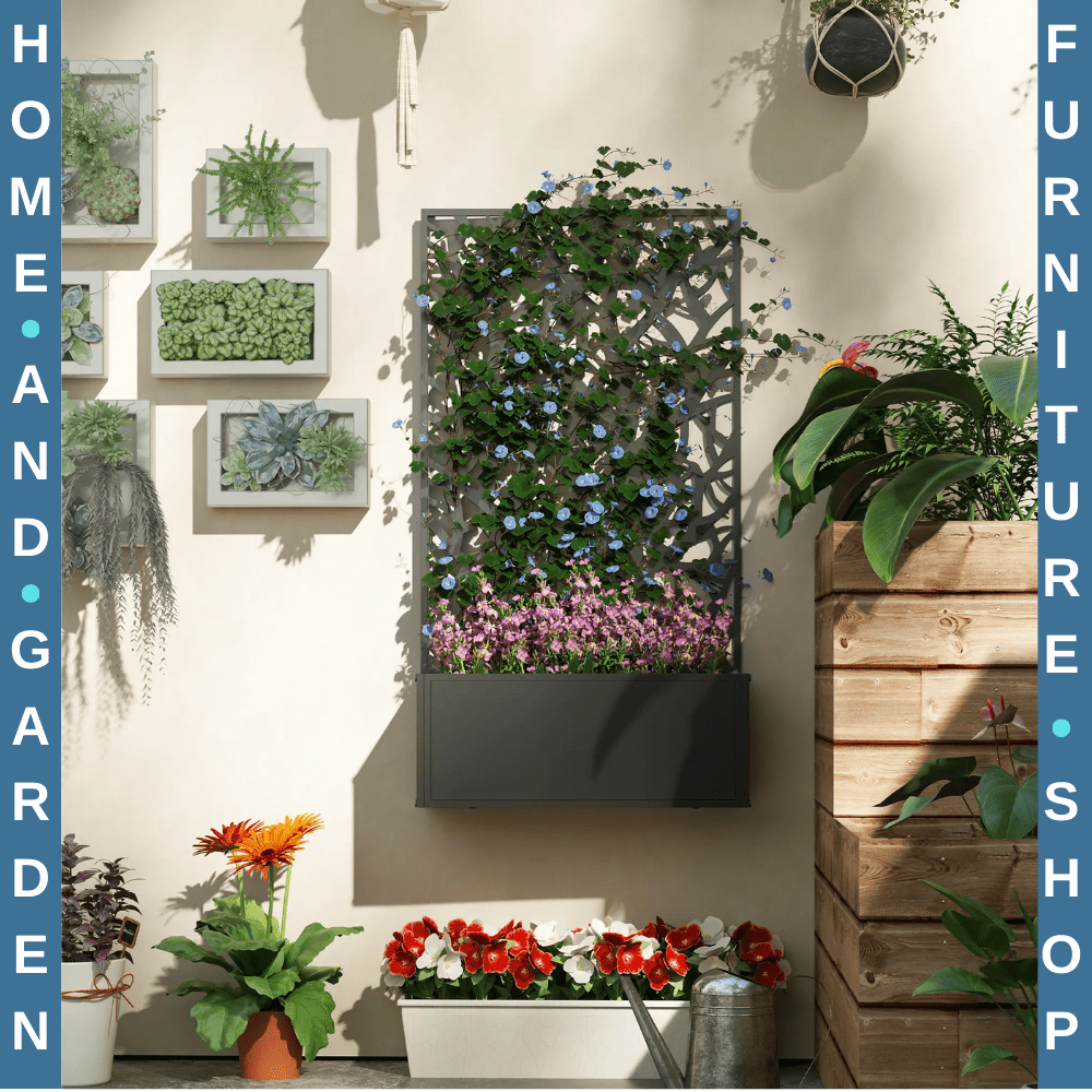 Garden Bed with Privacy Screen Wall Mounted or Freestanding Raised Planter - Home and Garden Furniture Shop - rustic - furniture