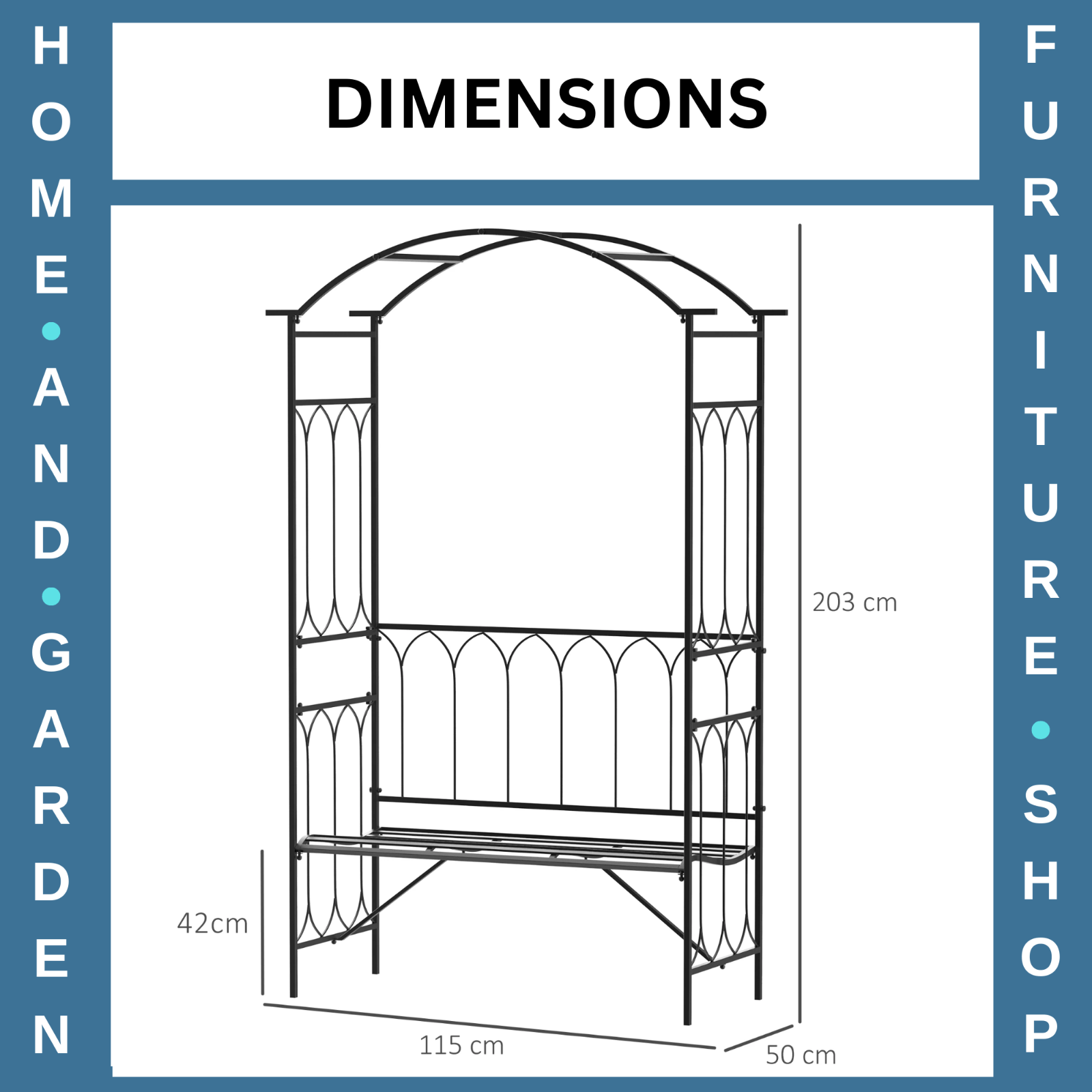 Garden Bench 2 - Seater Arbour design Powder coated w/ High Backrest Black - Home and Garden Furniture Shop - rustic - furniture