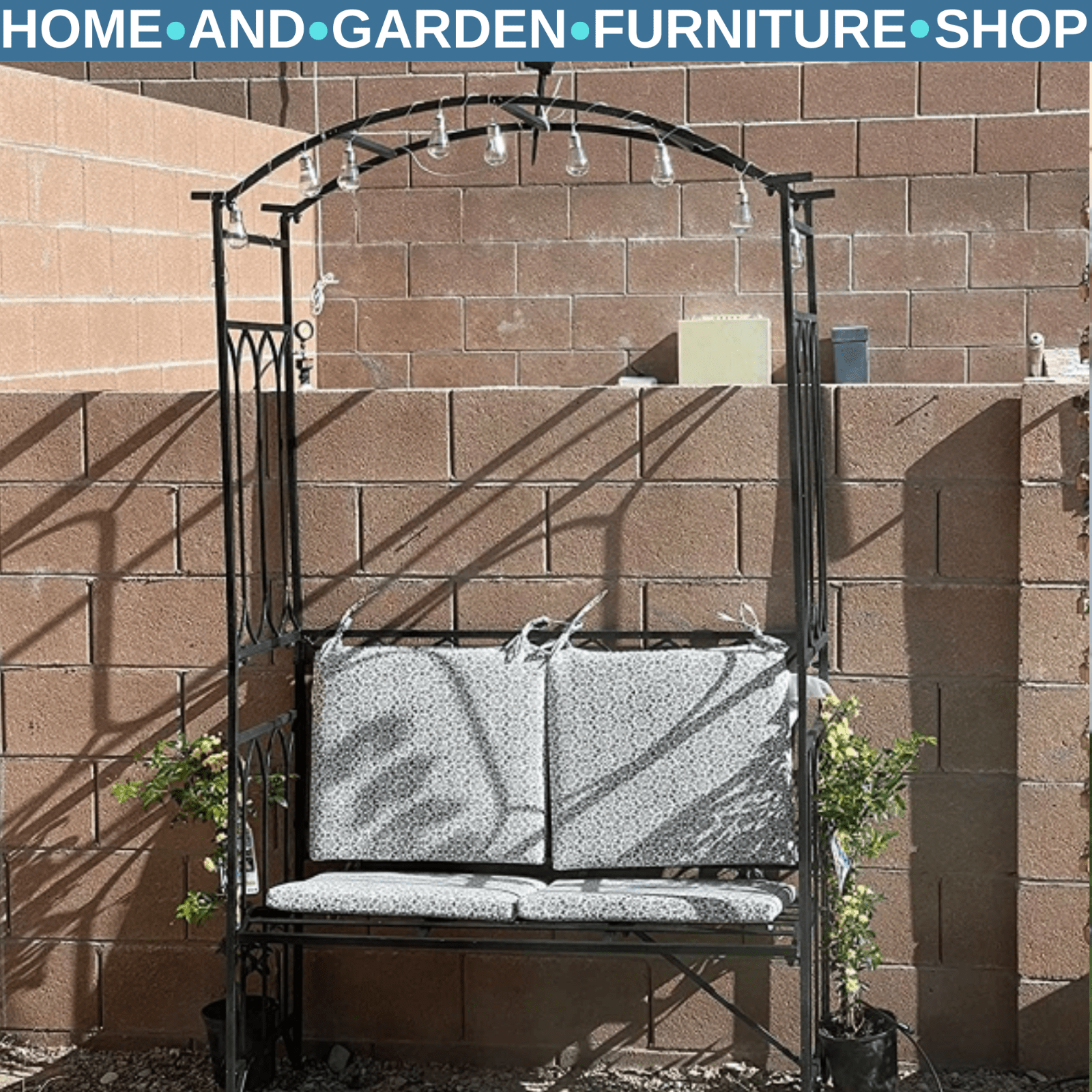 Garden Bench 2 - Seater Arbour design Powder coated w/ High Backrest Black - Home and Garden Furniture Shop - rustic - furniture