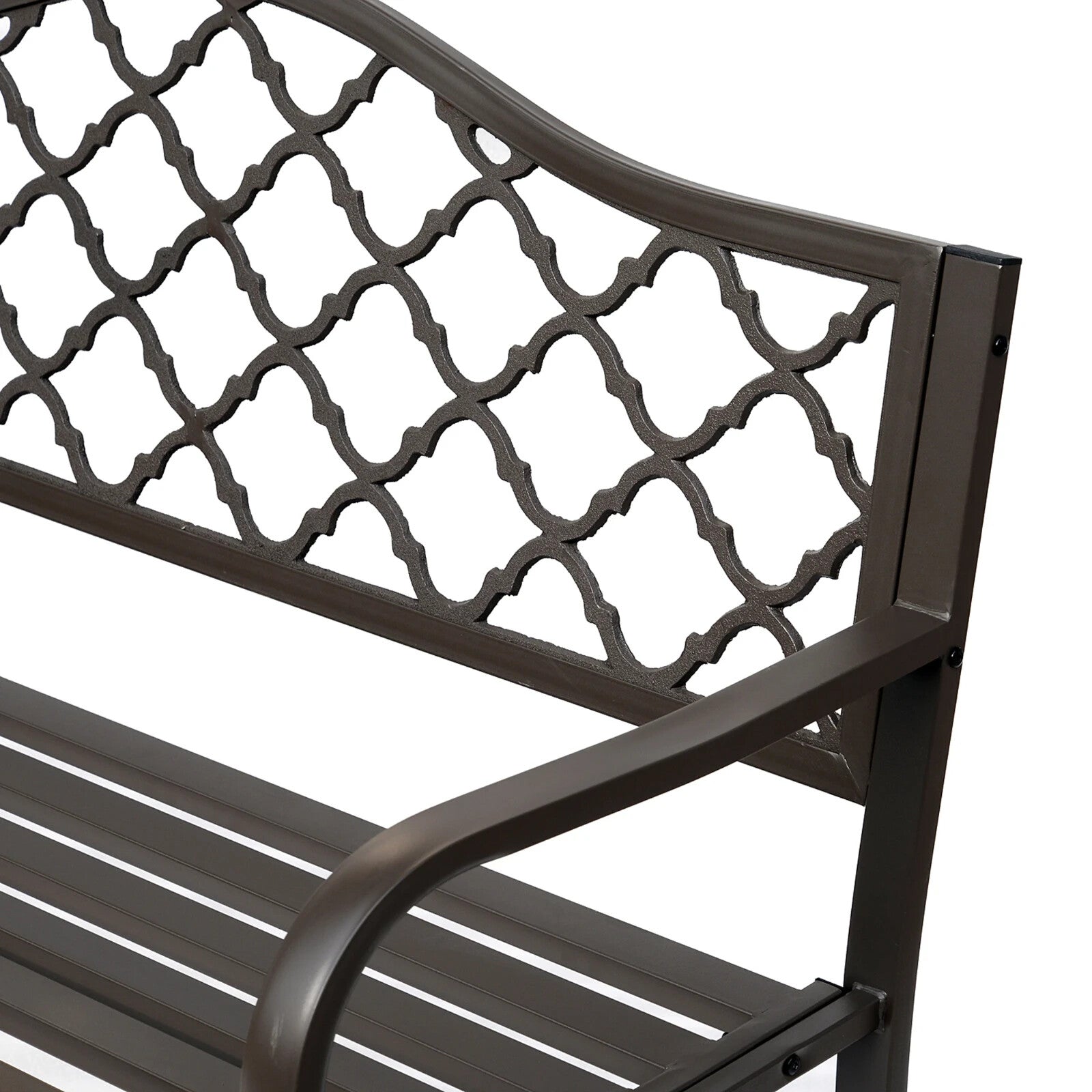 Garden Bench 2 - Seater Powder Coated Weather - Resistant with Slatted Seat Brown - Home and Garden Furniture Shop - rustic - furniture