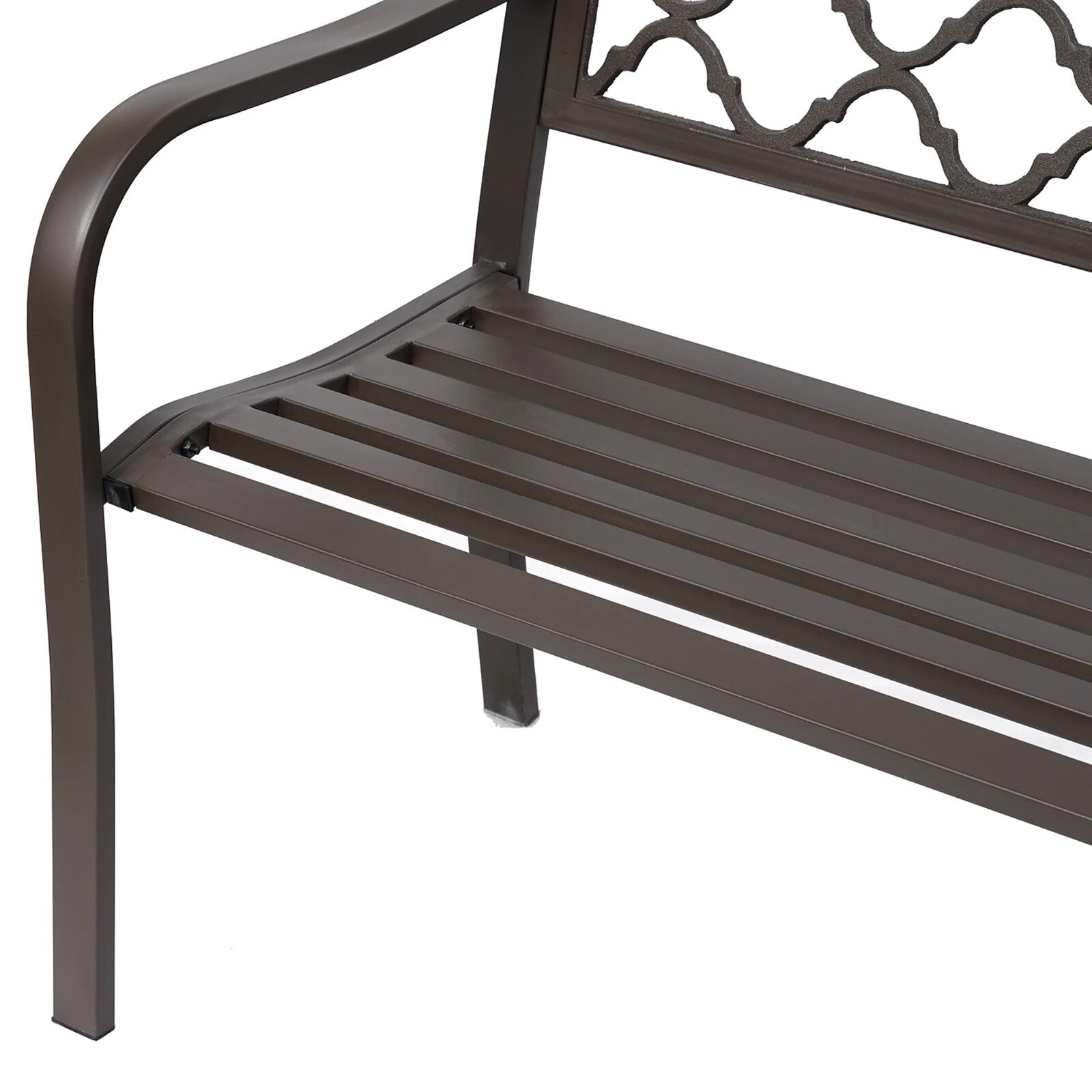 Garden Bench 2 - Seater Powder Coated Weather - Resistant with Slatted Seat Brown - Home and Garden Furniture Shop - rustic - furniture
