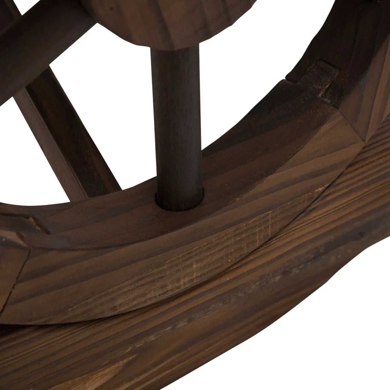 Garden Bench 2 - Seater Wagon Wheel Legs Design Loveseat with Slatted Seat Brown - Home and Garden Furniture Shop - rustic - furniture