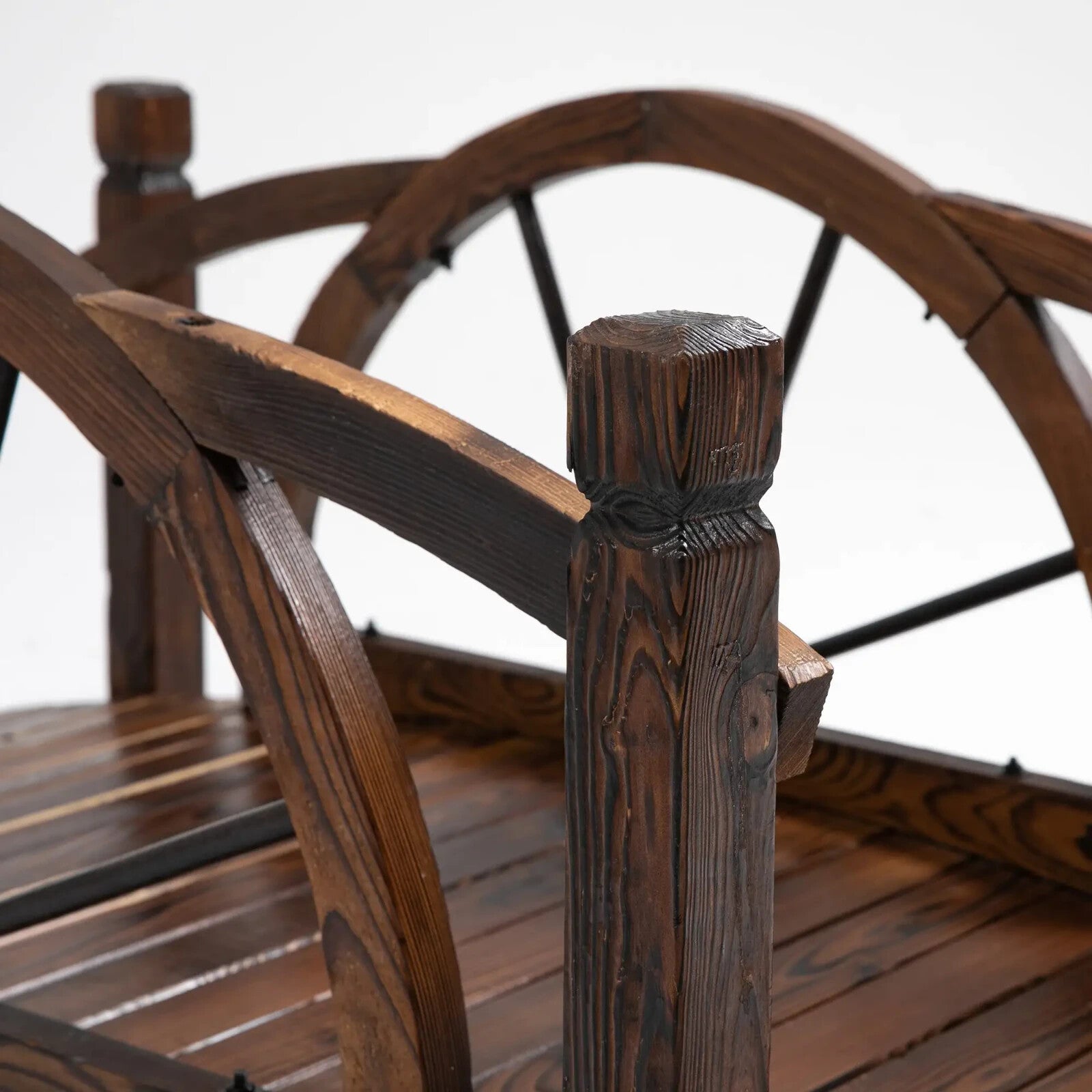 Garden Bridge with Safety Guardrail Wheel Form w/ High Side Carbonised Finish - Home and Garden Furniture Shop - rustic - furniture