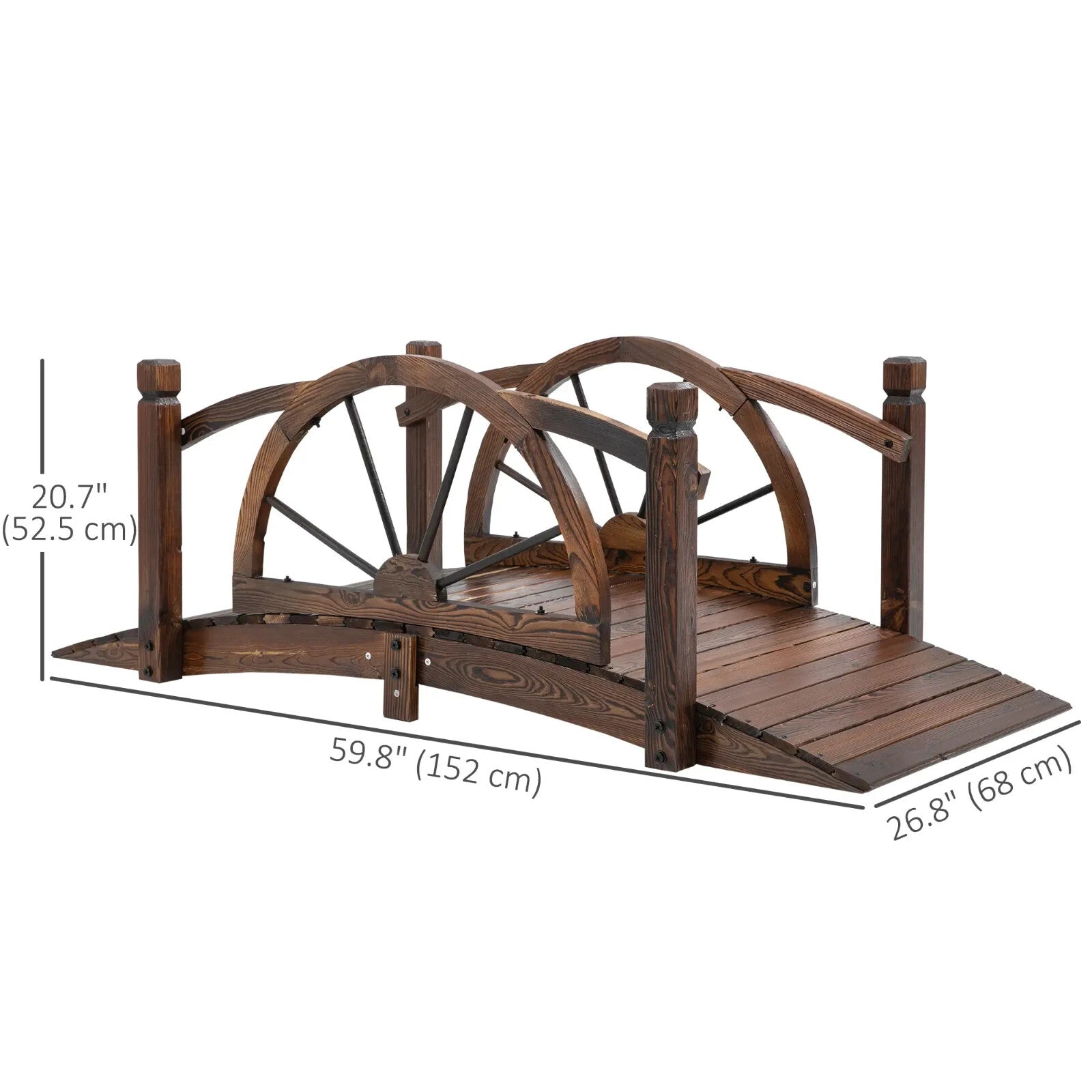 Garden Bridge with Safety Guardrail Wheel Form w/ High Side Carbonised Finish - Home and Garden Furniture Shop - rustic - furniture