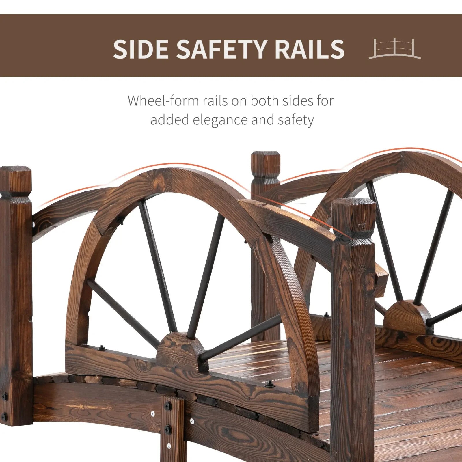 Garden Bridge with Safety Guardrail Wheel Form w/ High Side Carbonised Finish - Home and Garden Furniture Shop - rustic - furniture