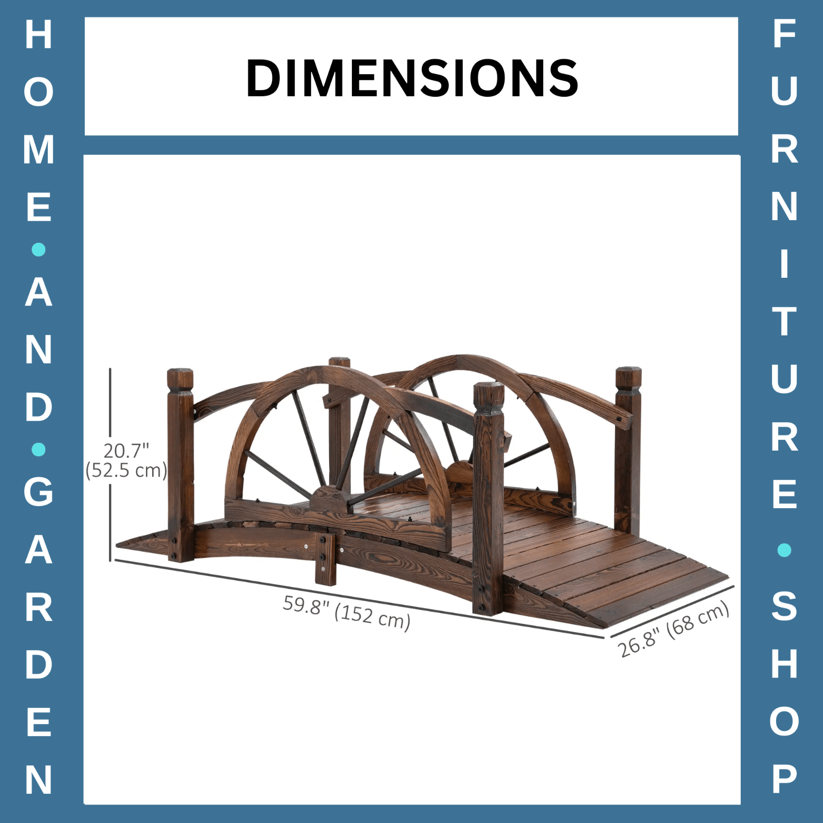 Garden Bridge with Safety Guardrail Wheel Form w/ High Side Carbonised Finish - Home and Garden Furniture Shop - rustic - furniture
