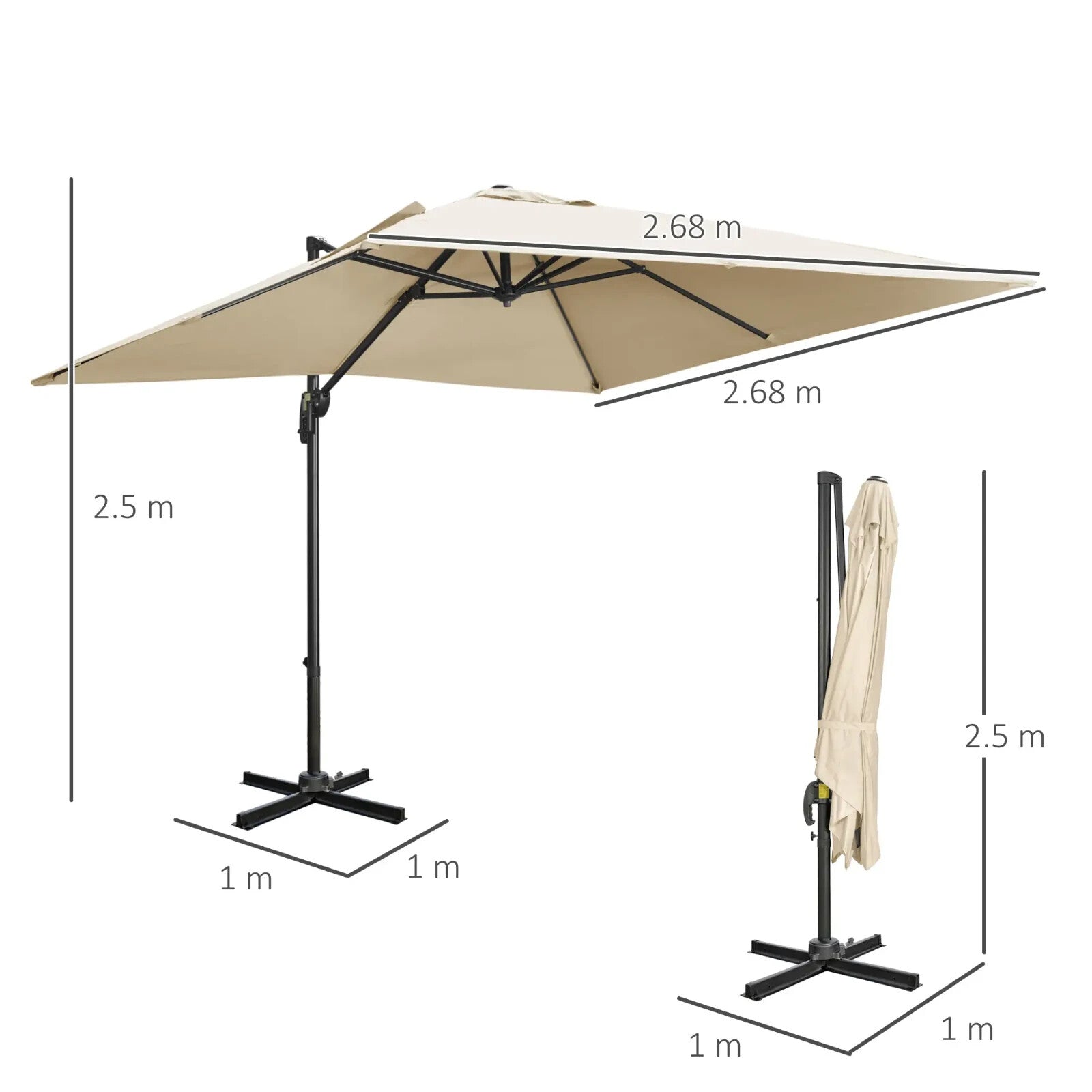 Garden Cantilever Parasol 2.7m Square Outdoor Umbrella 360 Rotation Patio Shade - Home and Garden Furniture Shop - rustic - furniture