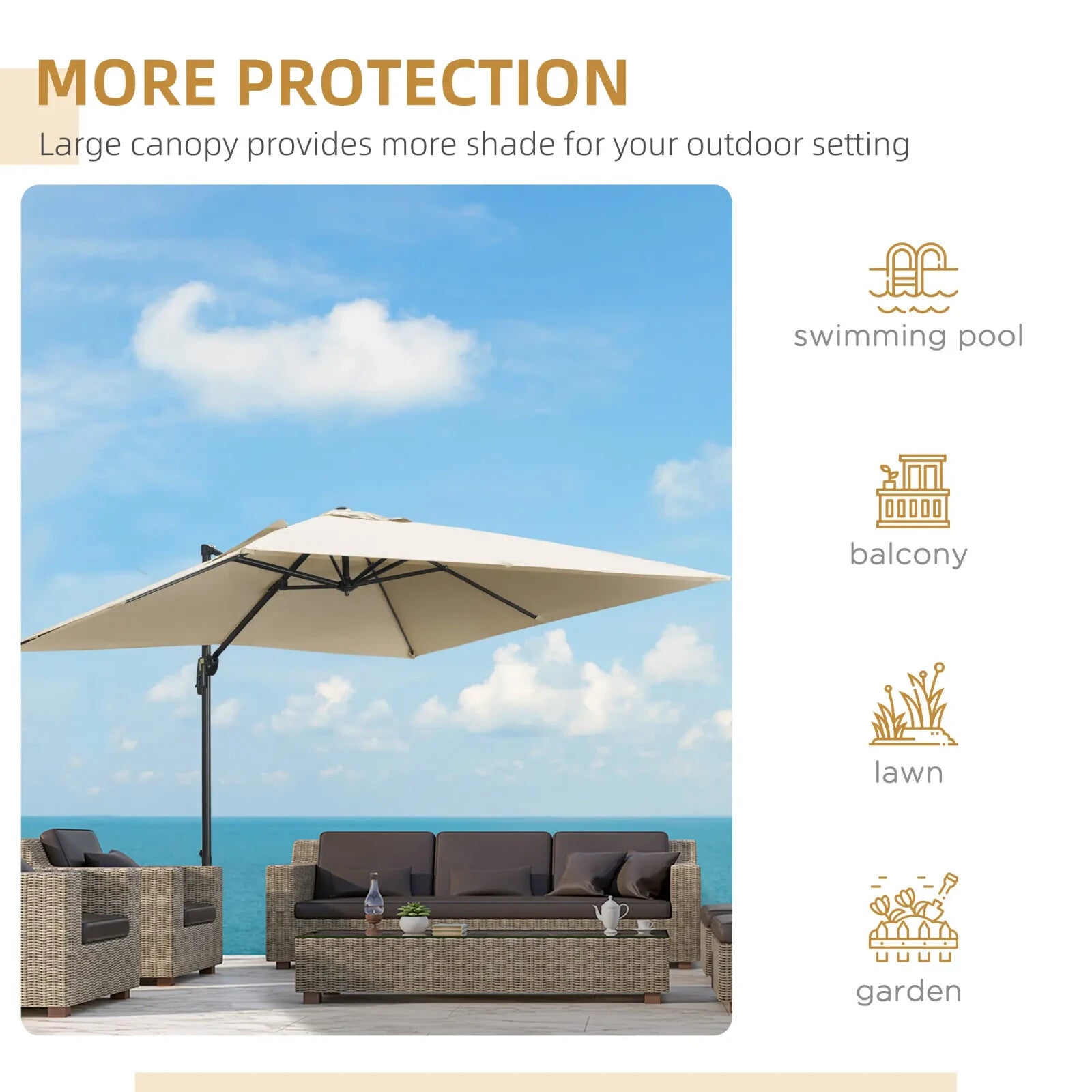 Garden Cantilever Parasol 2.7m Square Outdoor Umbrella 360 Rotation Patio Shade - Home and Garden Furniture Shop - rustic - furniture