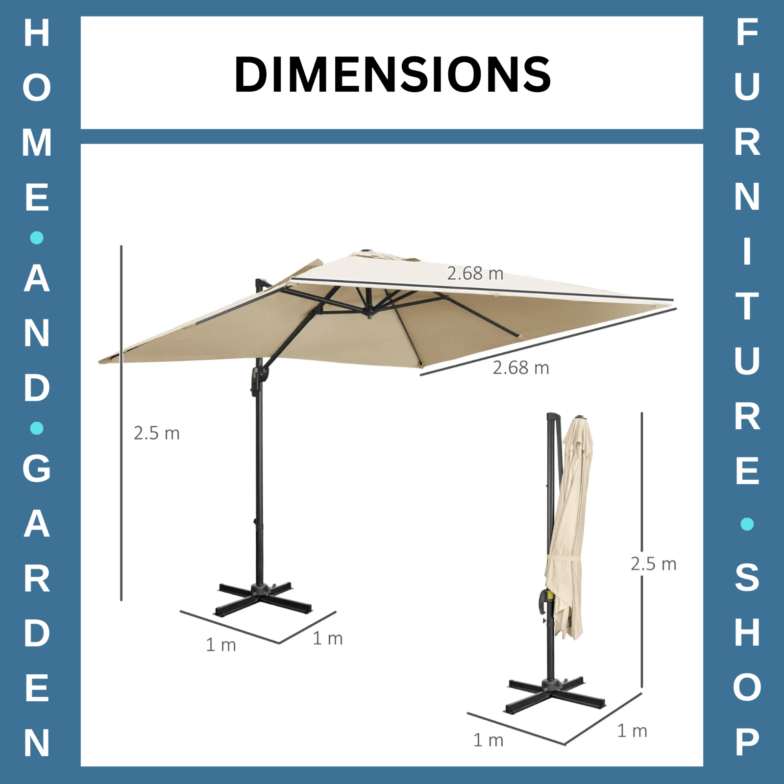 Garden Cantilever Parasol 2.7m Square Outdoor Umbrella 360 Rotation Patio Shade - Home and Garden Furniture Shop - rustic - furniture
