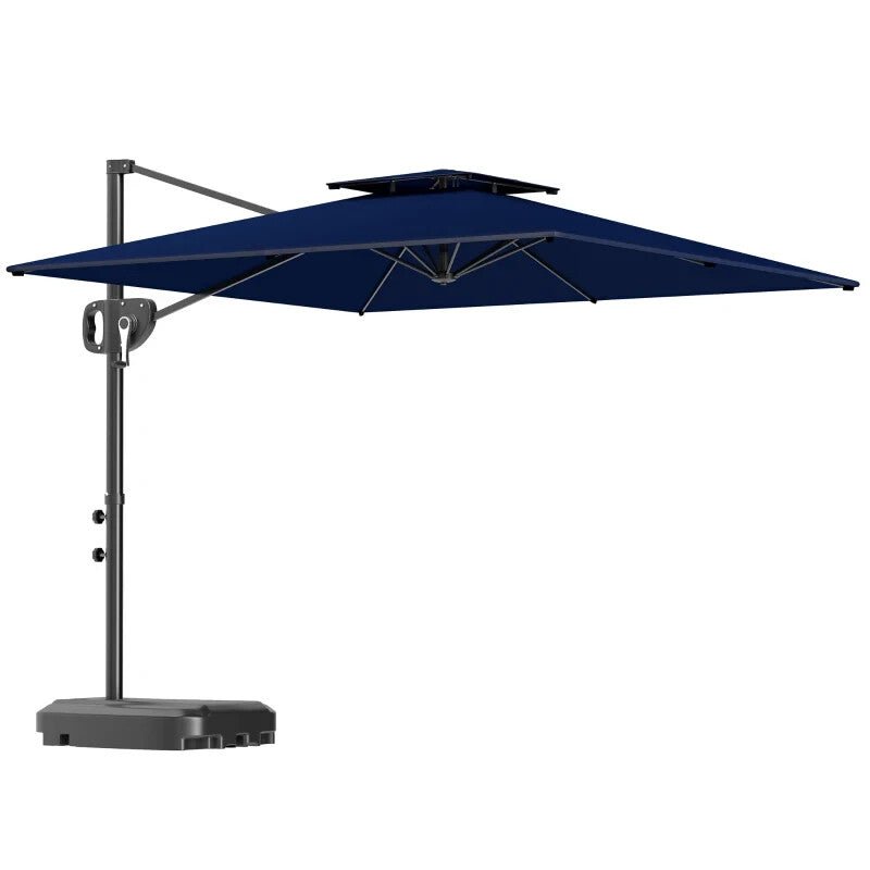 Garden Cantilever Parasol with Weighted Base, Tilt, and Crank - Dark Blue - Home and Garden Furniture Shop - rustic - furniture
