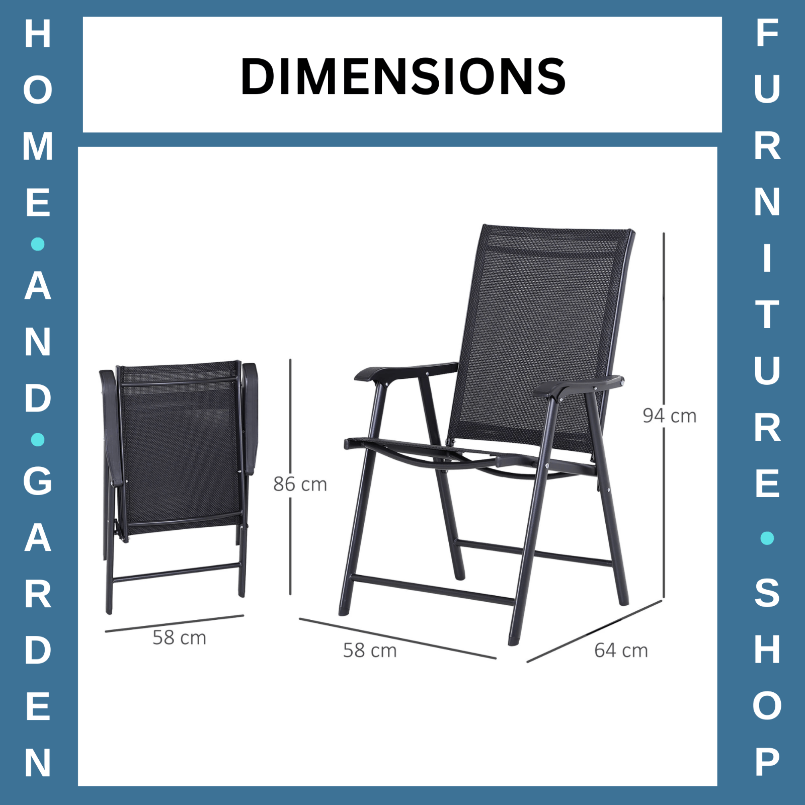 Garden Chairs Set of 2 with High Backrest, Mid - Rise Armrests & Wide Seat Black - Home and Garden Furniture Shop - rustic - furniture