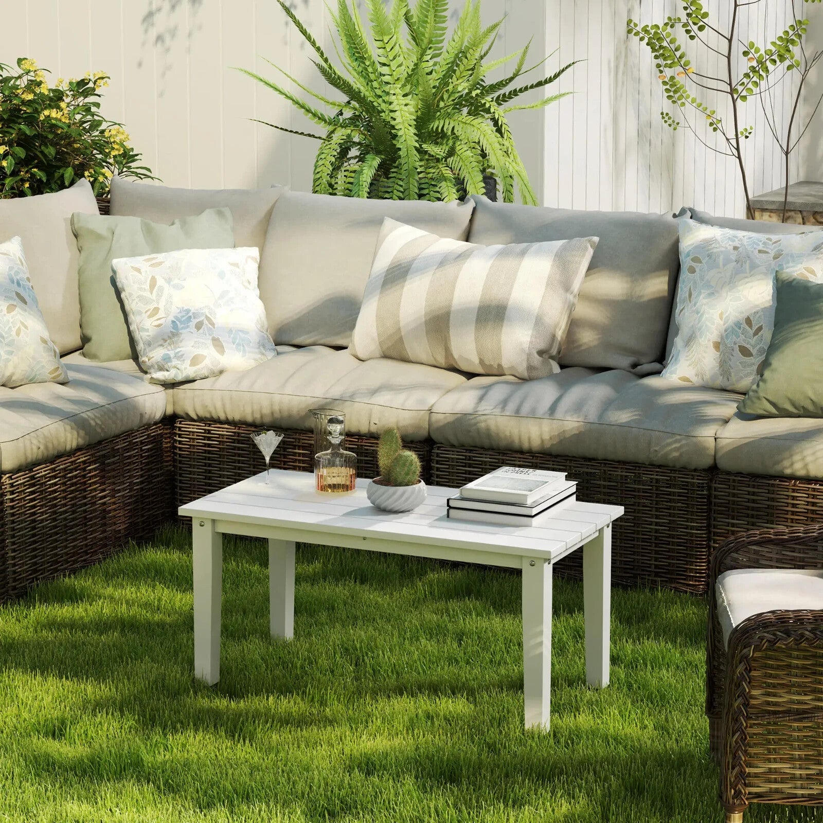 Garden Coffee Table Outdoor HDPE Table w/ Slatted Tabletop All Weather - Home and Garden Furniture Shop - rustic - furniture