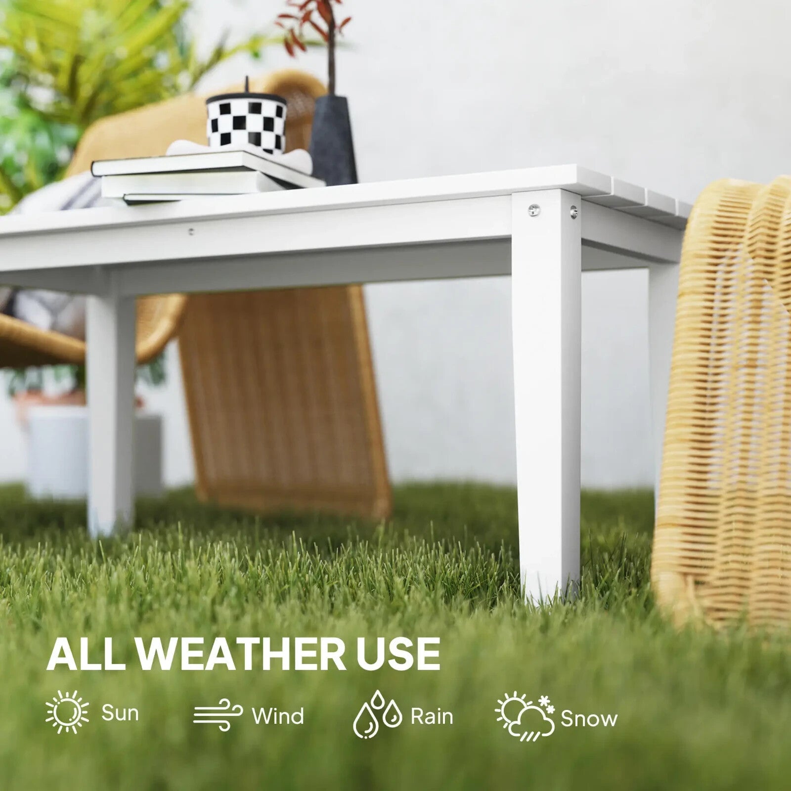 Garden Coffee Table Outdoor HDPE Table w/ Slatted Tabletop All Weather - Home and Garden Furniture Shop - rustic - furniture