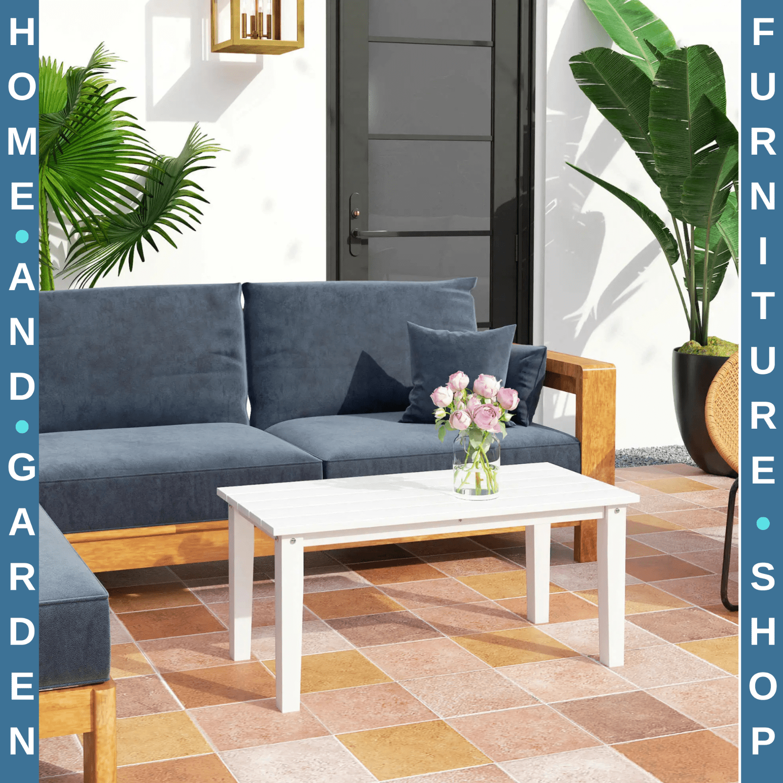 Garden Coffee Table Outdoor HDPE Table w/ Slatted Tabletop All Weather - Home and Garden Furniture Shop - rustic - furniture