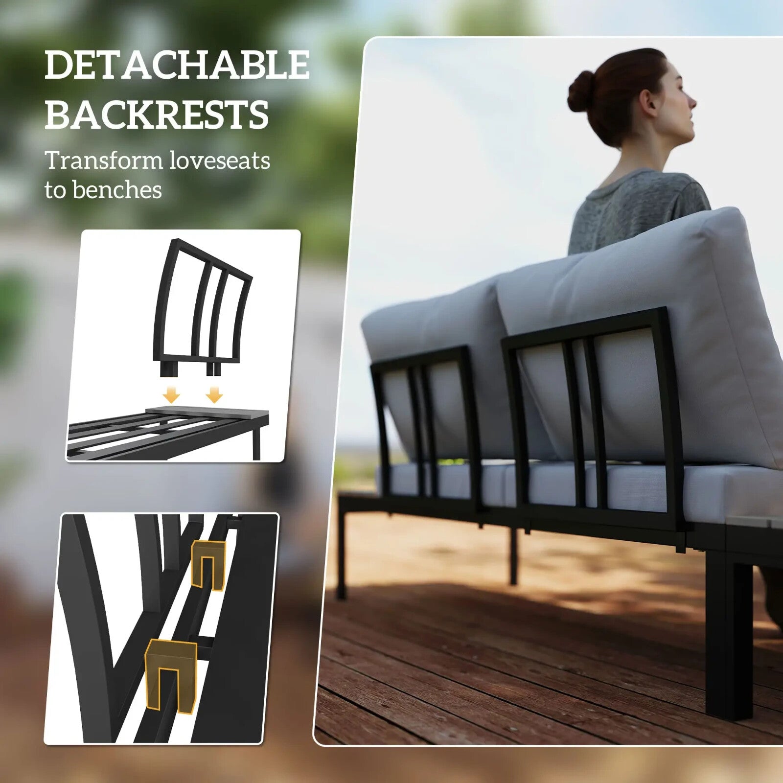 Garden Corner Sofa Set 4 Piece Loveseats Coffee Table Grey Outdoor Patio Seating - Home and Garden Furniture Shop - rustic - furniture