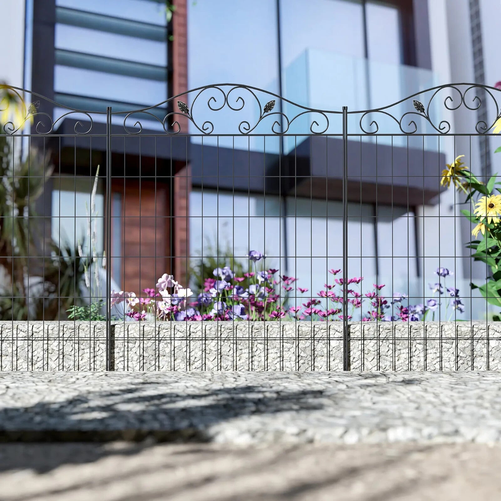 Garden Decorative Fence 4 Panels Steel Border Edging for Landscaping 365x112 cm - Home and Garden Furniture Shop - rustic - furniture