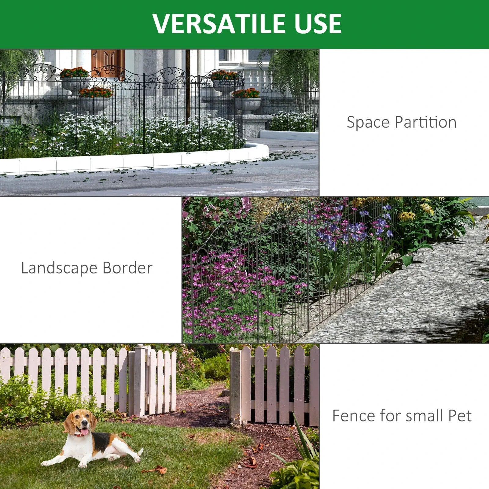 Garden Decorative Fence 4 Panels Steel Border Edging for Landscaping 365x112 cm - Home and Garden Furniture Shop - rustic - furniture