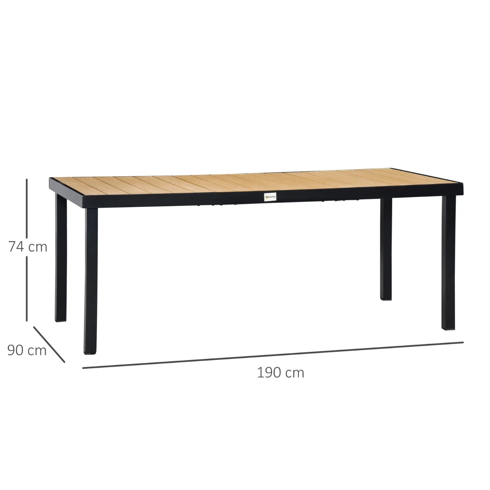 Garden Dining Table for 8 People 190 x 90 x 74 cm Aluminium Frame Faux Wood Top - Home and Garden Furniture Shop - rustic - furniture