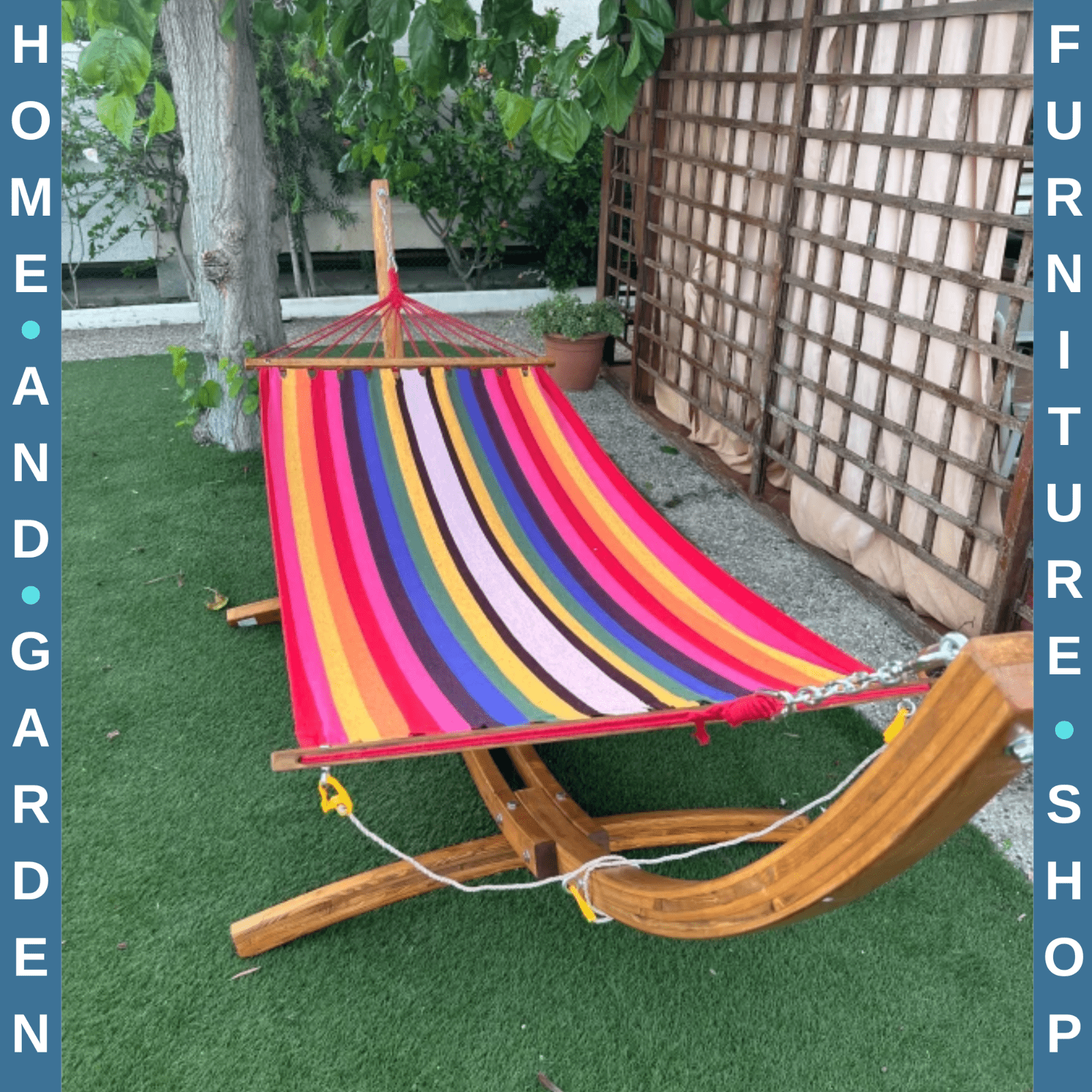 Garden Hammock with Stand Wooden Stand Frame Sun Patio Swing Chair Day Bed Seat - Home and Garden Furniture Shop - rustic - furniture