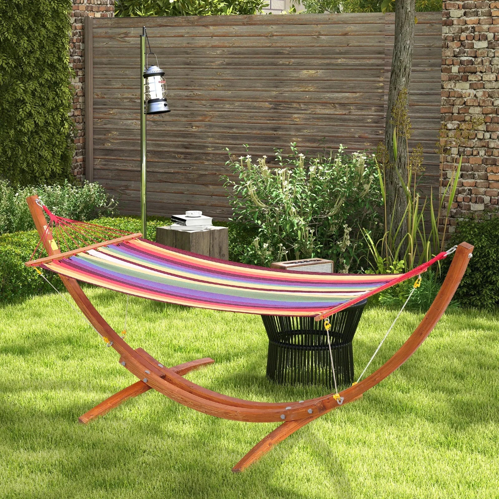 Garden Hammock with Stand Wooden Stand Frame Sun Patio Swing Chair Day Bed Seat - Home and Garden Furniture Shop - rustic - furniture