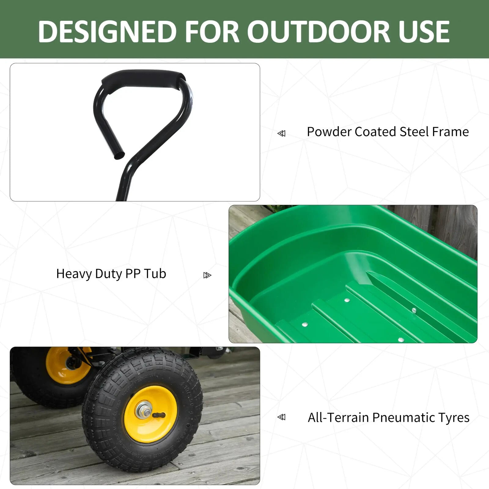 Garden Heavy Duty 4 Wheel Trolley Cart Dump Truck Utility Wheelbarrow Tipper - Home and Garden Furniture Shop - rustic - furniture