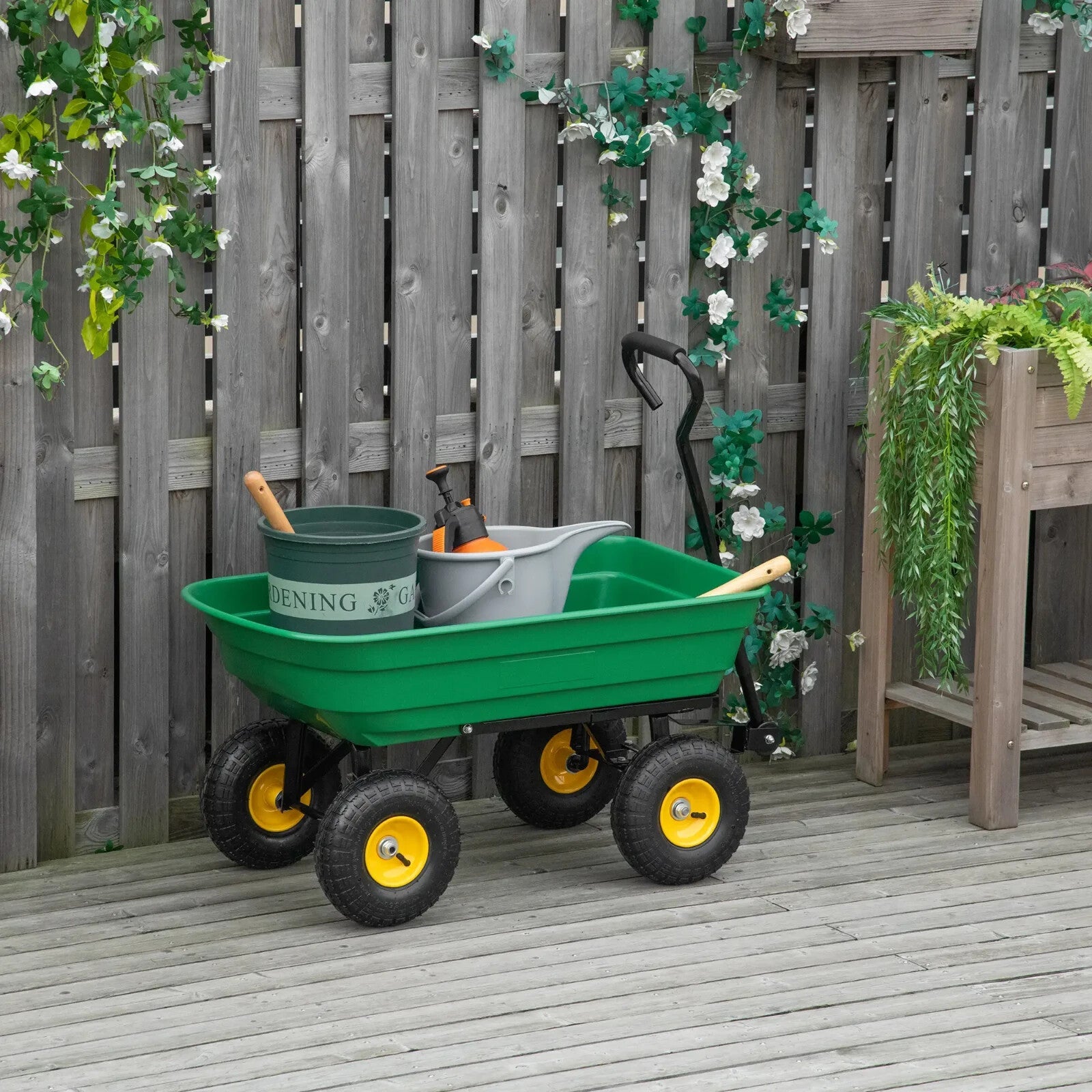 Garden Heavy Duty 4 Wheel Trolley Cart Dump Truck Utility Wheelbarrow Tipper - Home and Garden Furniture Shop - rustic - furniture