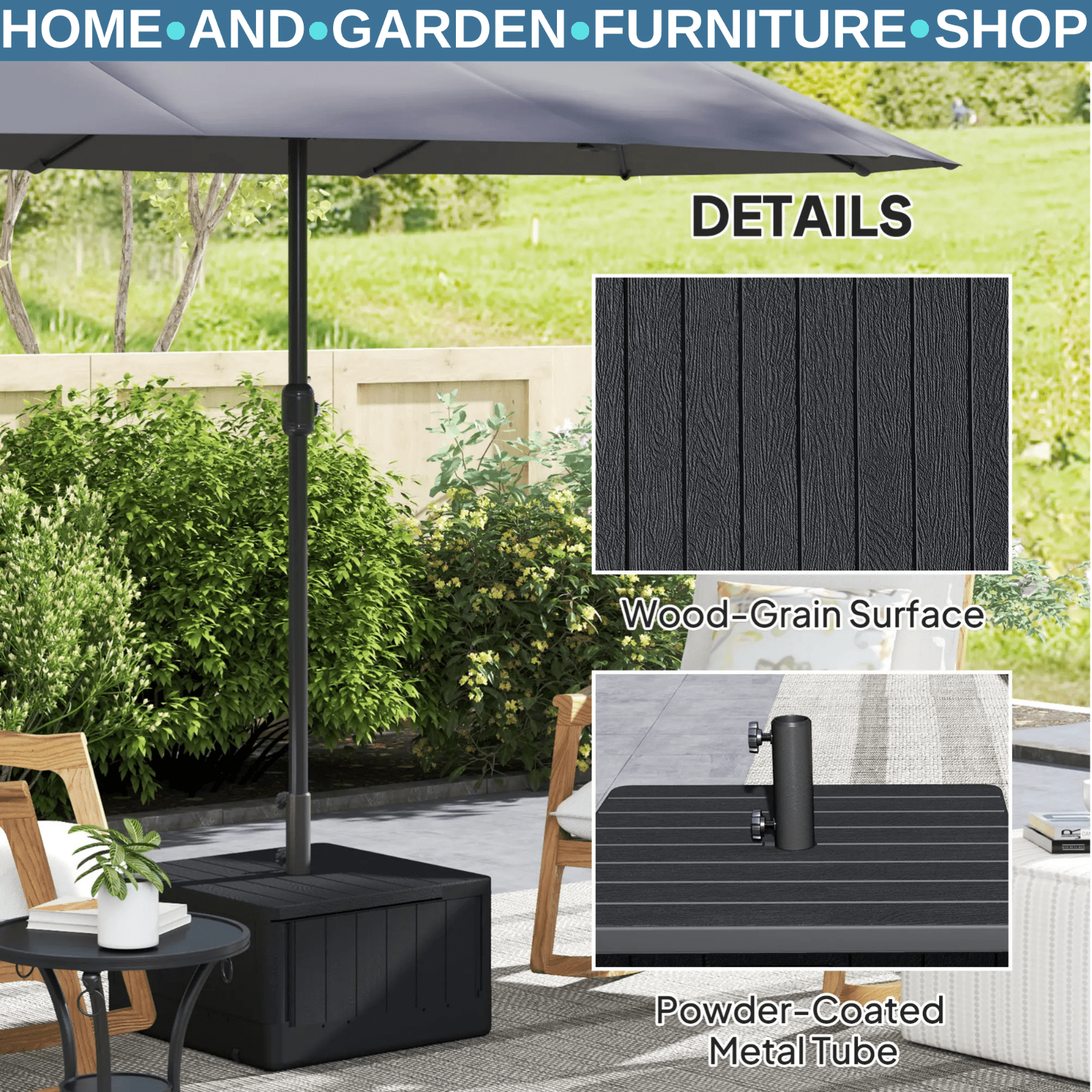 Garden Parasol Base 80kg Heavy Duty Umbrella Stand with Wheels & Handles Outdoor - Home and Garden Furniture Shop - #rustic - furniture#