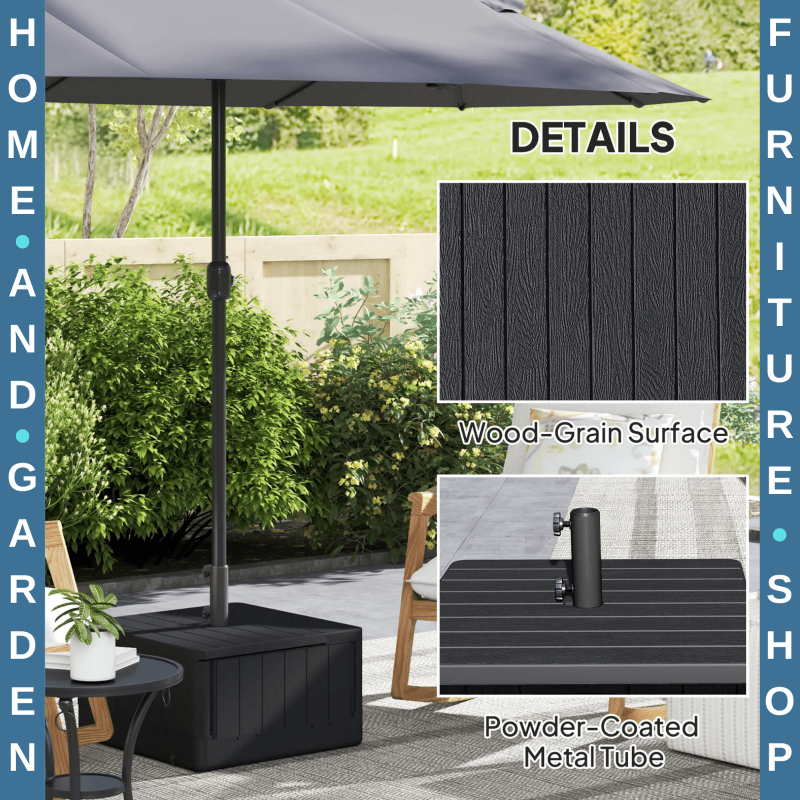 Garden Parasol Base 80kg Heavy Duty Umbrella Stand with Wheels & Handles Outdoor - Home and Garden Furniture Shop - #rustic - furniture#