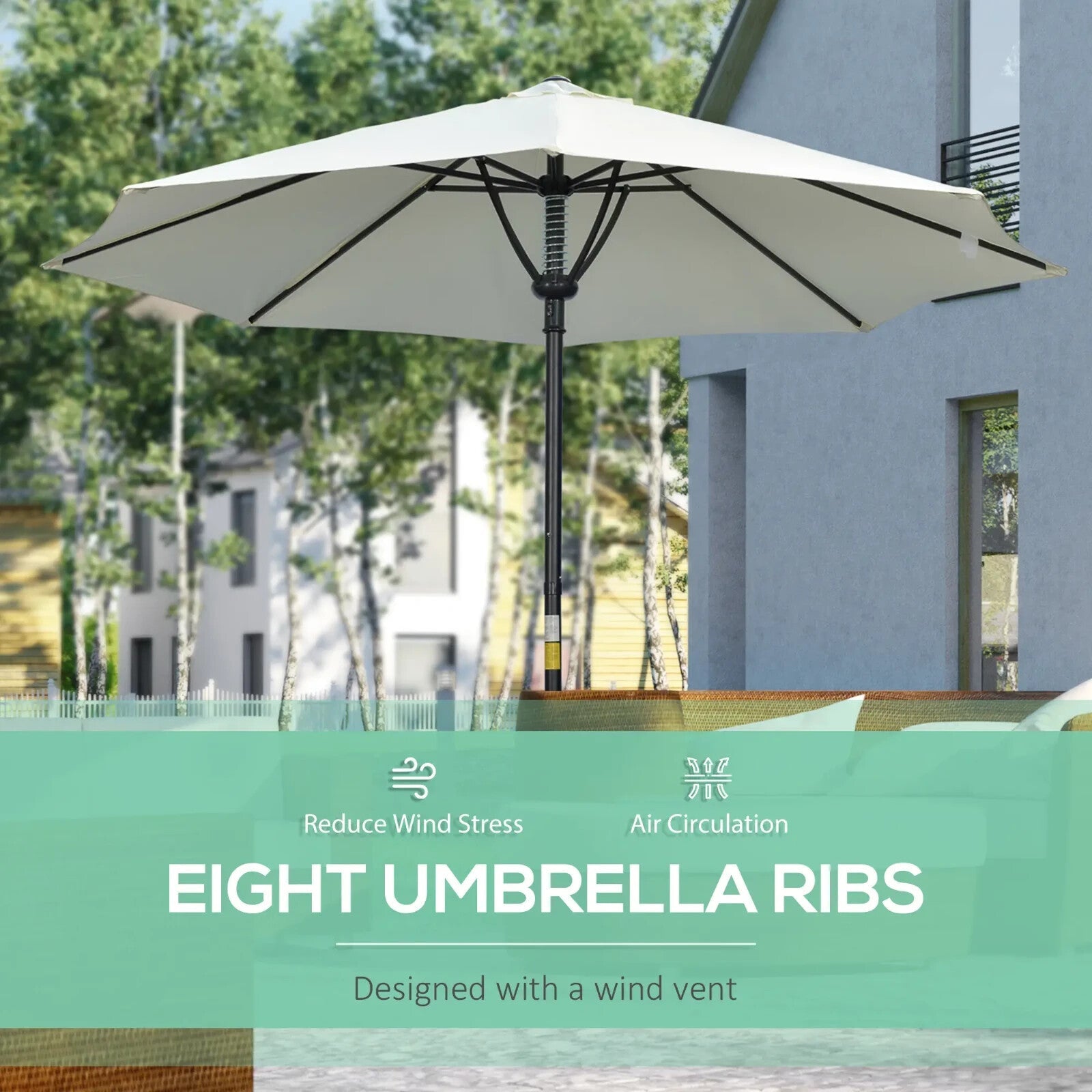 Garden Parasol Umbrella Outdoor Market Table Sun Shade Canopy with 8 Ribs - Home and Garden Furniture Shop - rustic - furniture