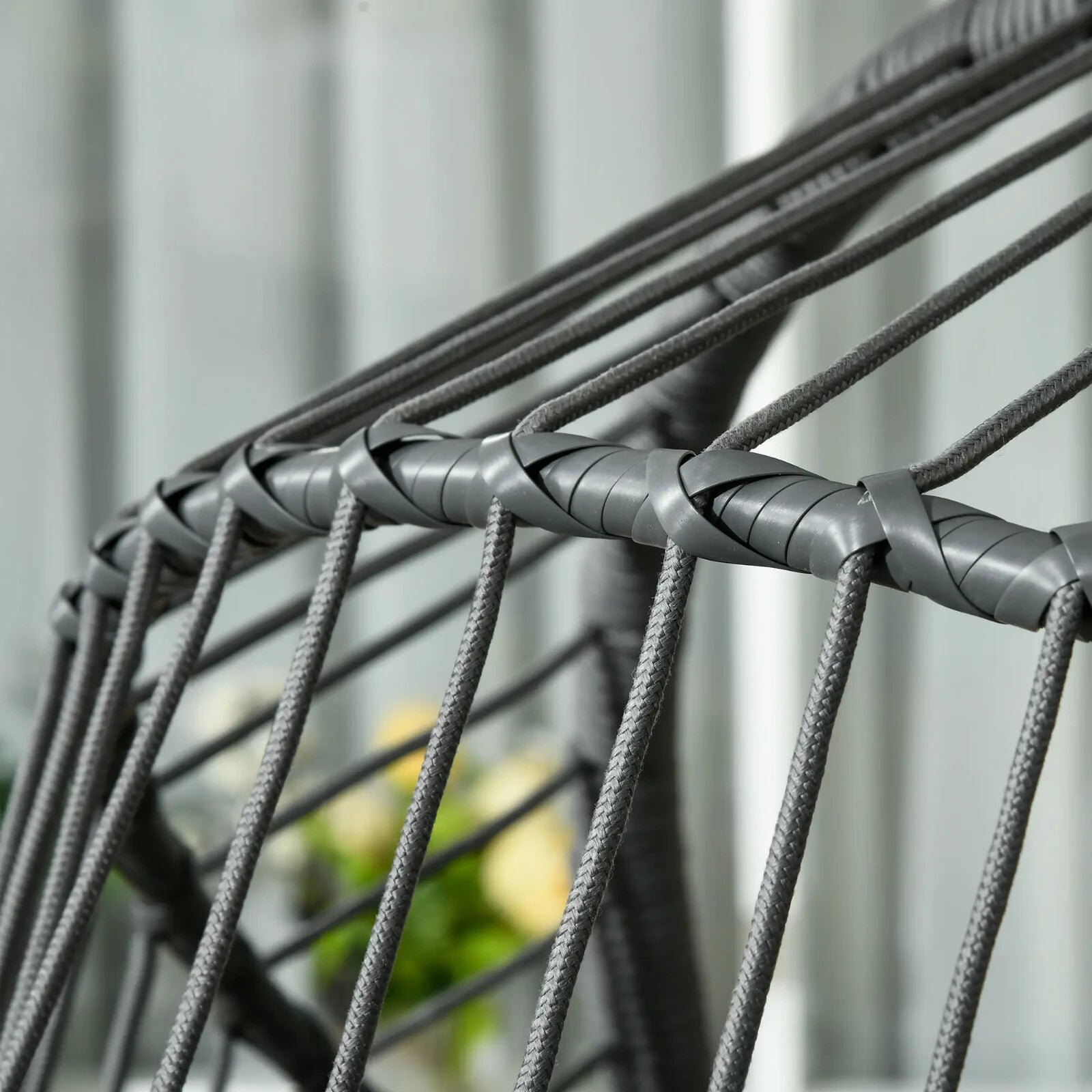 Garden Patio Egg Chair Hanging Swing Chair Grey Thick Cushion Steel Frame Seat - Home and Garden Furniture Shop - rustic - furniture