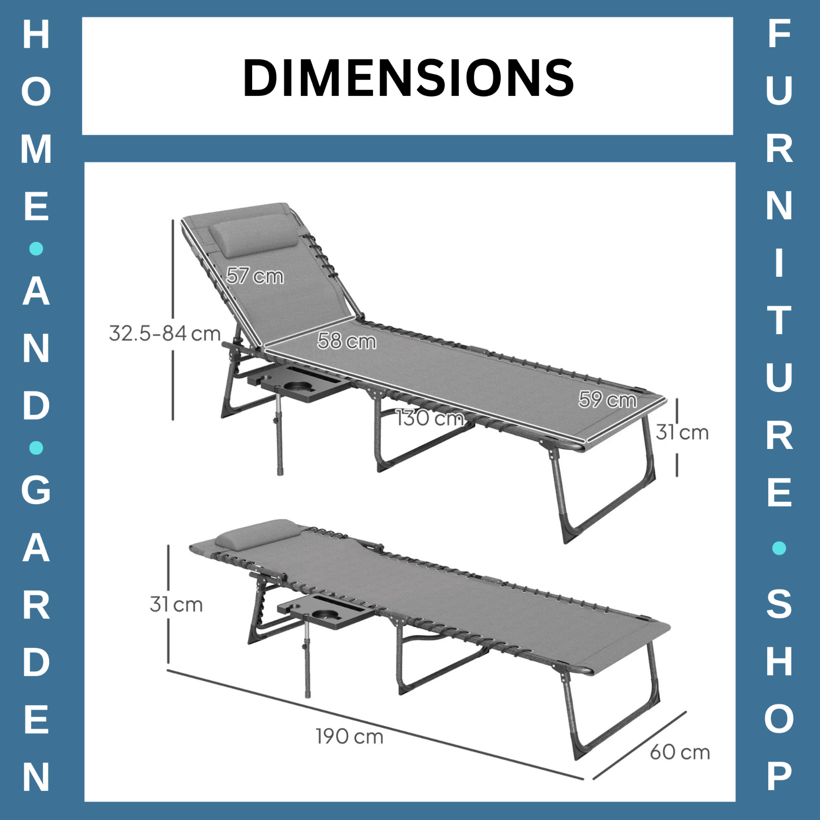 Garden Patio Wooden Sun Lounger with Table Reclining Backrest and Rolling Wheels - Home and Garden Furniture Shop - #rustic - furniture#