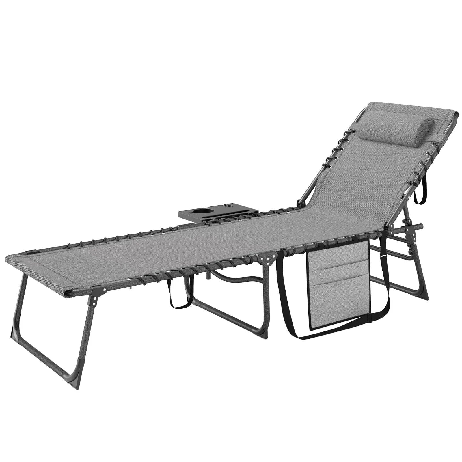 Garden Patio Wooden Sun Lounger with Table Reclining Backrest and Rolling Wheels - Home and Garden Furniture Shop - #rustic - furniture#