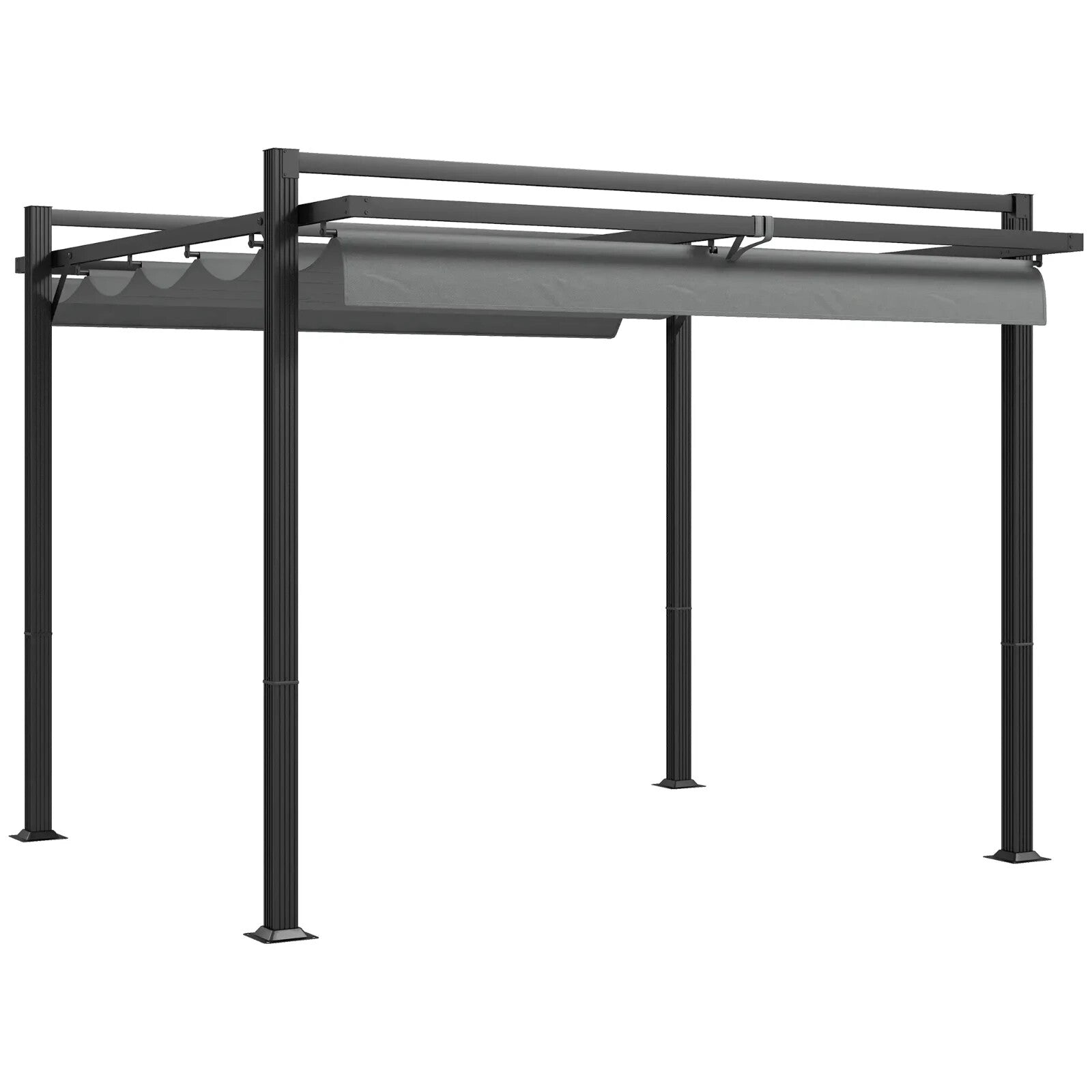 Garden Pergola with Retractable Roof Large Metal Frame Outdoor Sun Shelter Grey - Home and Garden Furniture Shop - rustic - furniture