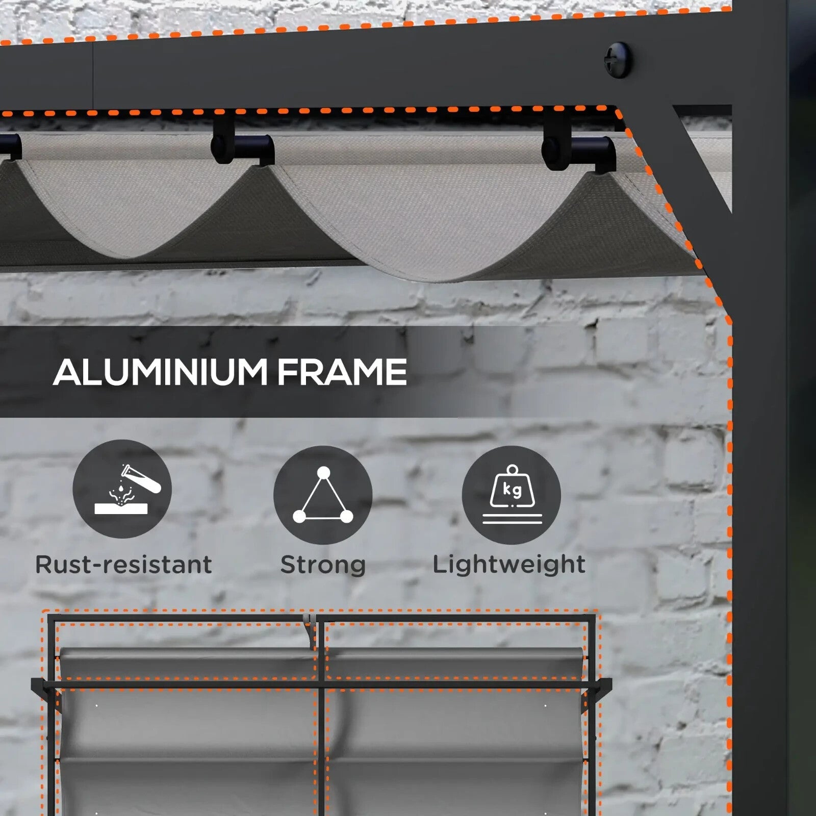 Garden Pergola with Retractable Roof Large Metal Frame Outdoor Sun Shelter Grey - Home and Garden Furniture Shop - rustic - furniture