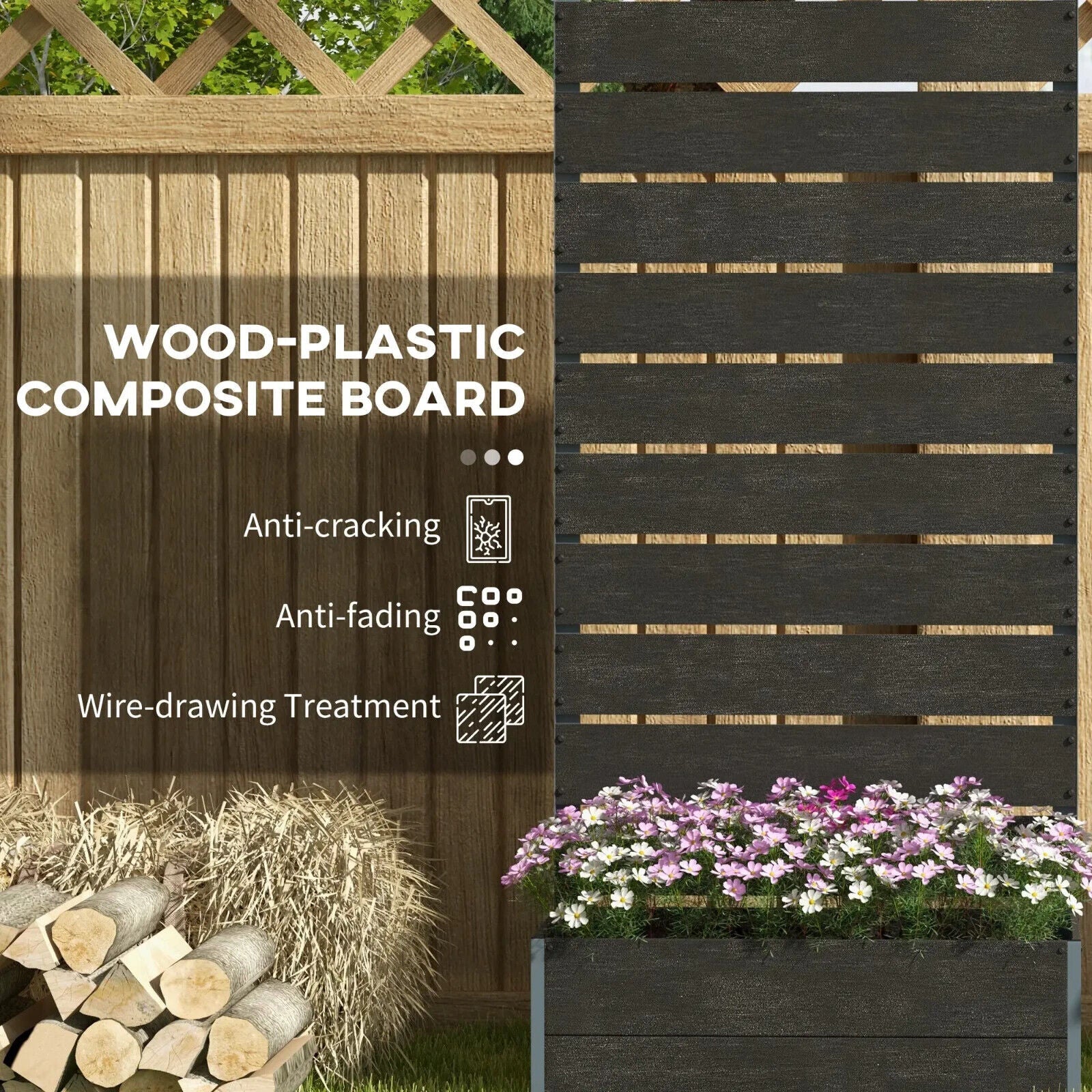 Garden Planter Box w/ Back Trellis Raised Bed for Climbing Plants 34 x 69.5cm - Home and Garden Furniture Shop - #rustic - furniture#