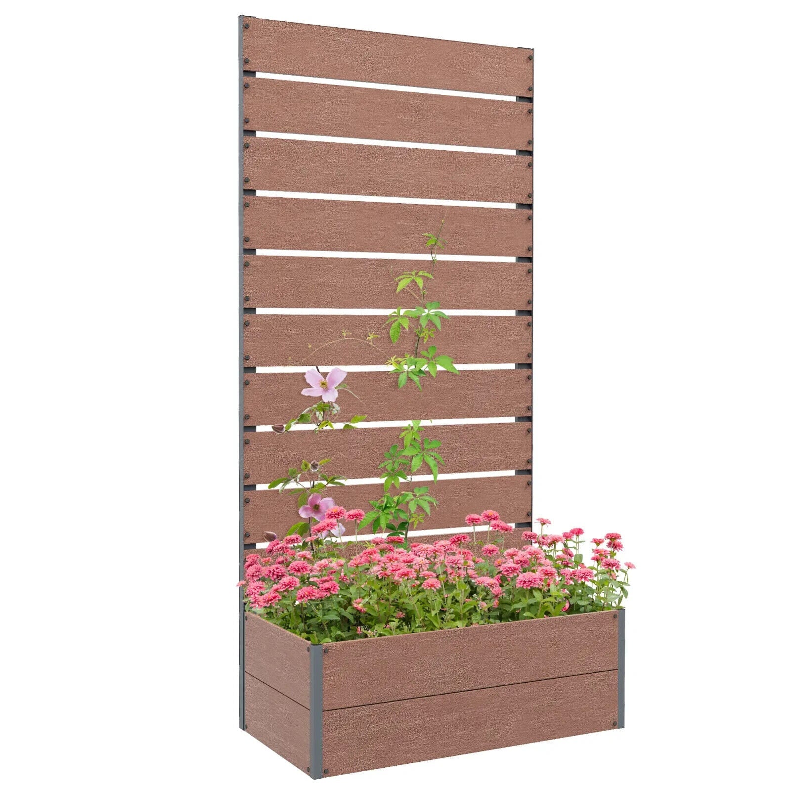 Garden Planter with Trellis Freestanding Raised Bed for Climbing Plants Flowers - Home and Garden Furniture Shop - #rustic - furniture#