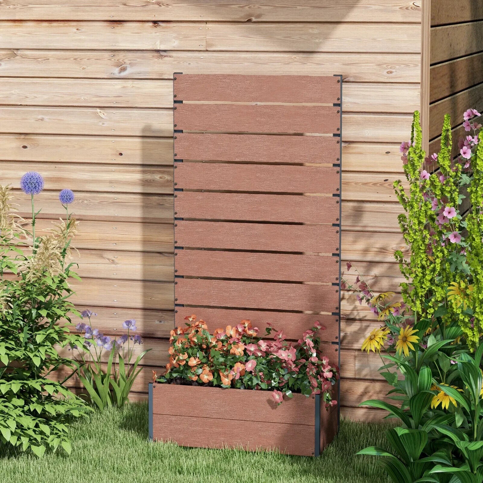 Garden Planter with Trellis Freestanding Raised Bed for Climbing Plants Flowers - Home and Garden Furniture Shop - #rustic - furniture#