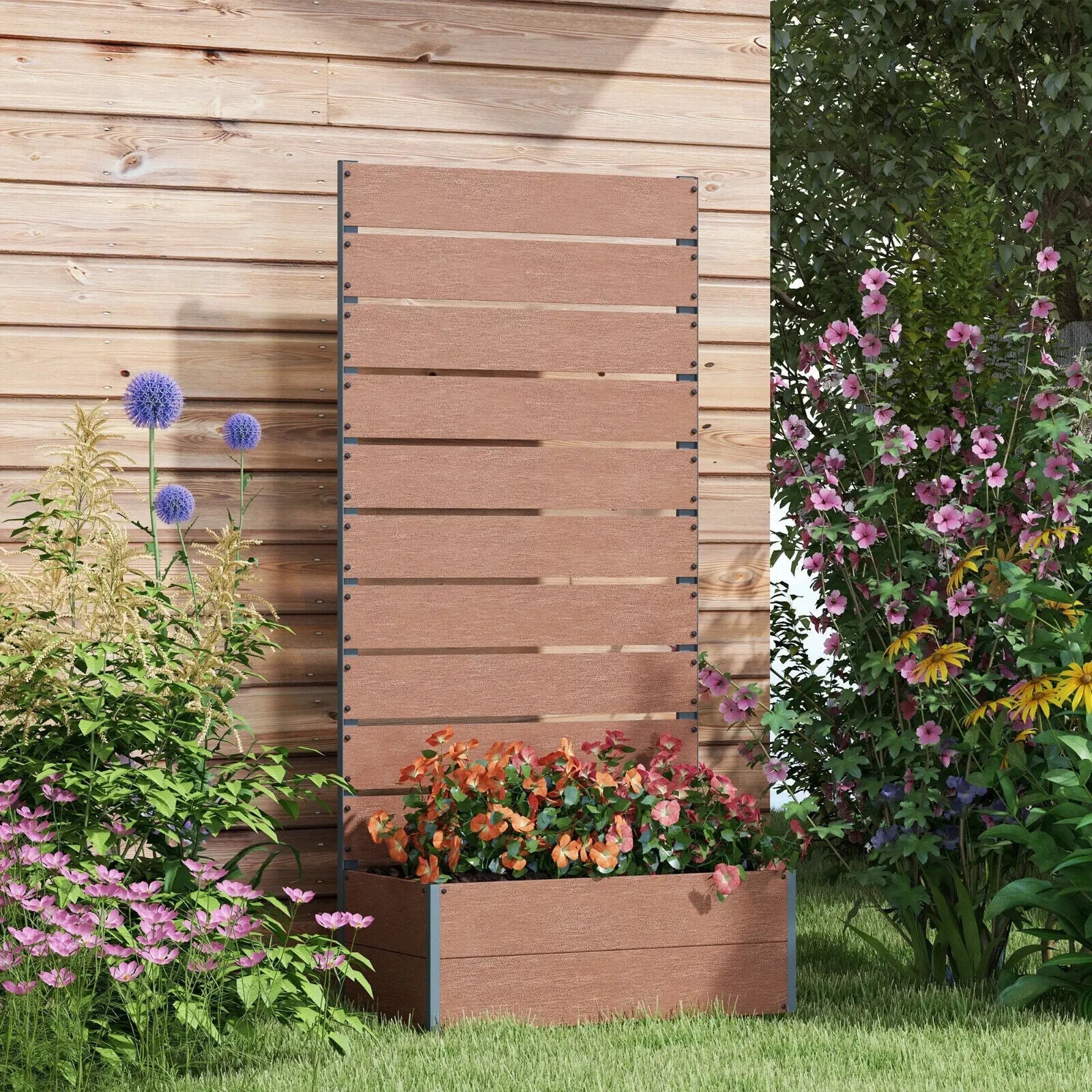 Garden Planter with Trellis Freestanding Raised Bed for Climbing Plants Flowers - Home and Garden Furniture Shop - #rustic - furniture#