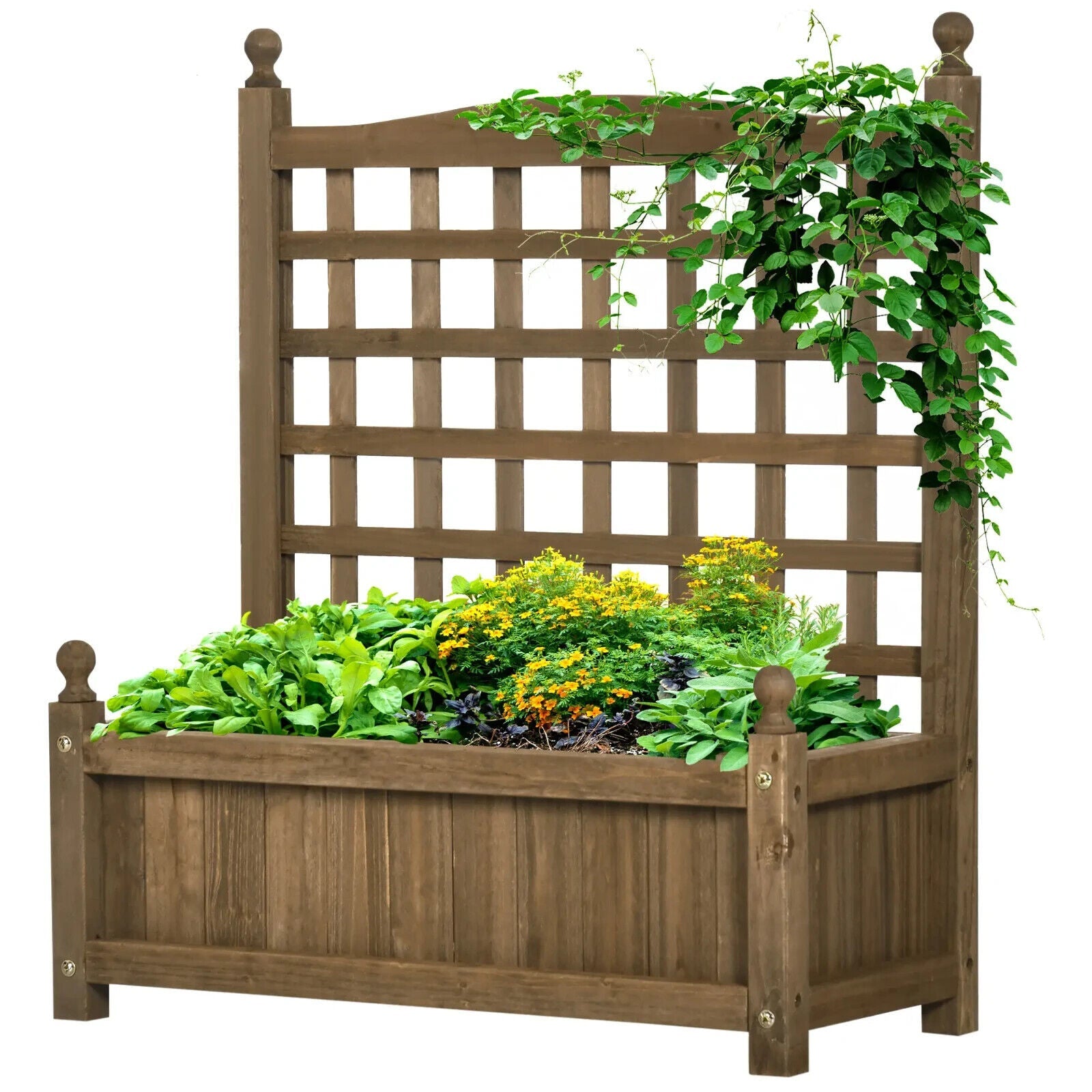 Garden Planters with Trellis for Climbing Vines Raised Beds Flower Pot Outdoor - Home and Garden Furniture Shop - #rustic - furniture#