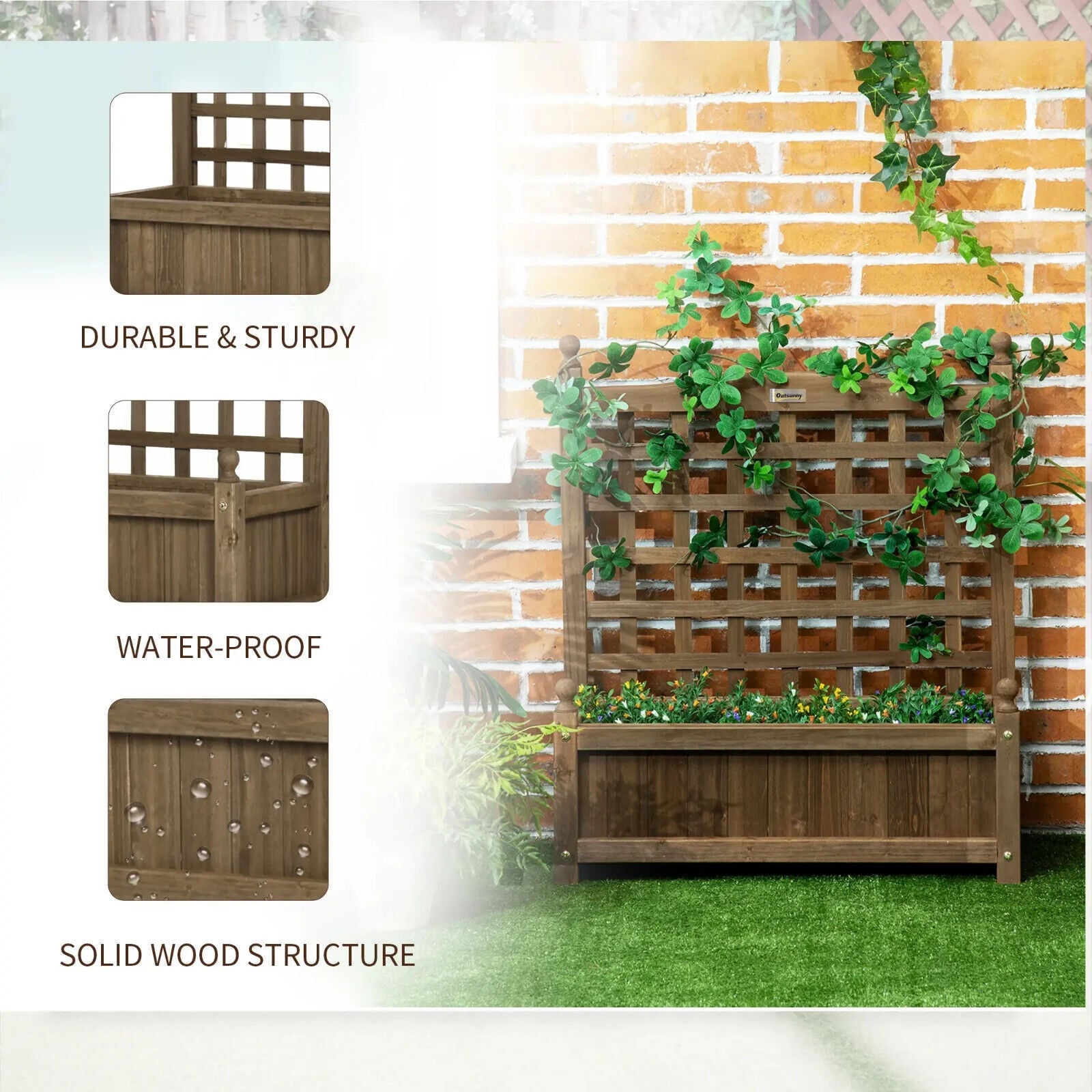 Garden Planters with Trellis for Climbing Vines Raised Beds Flower Pot Outdoor - Home and Garden Furniture Shop - #rustic - furniture#