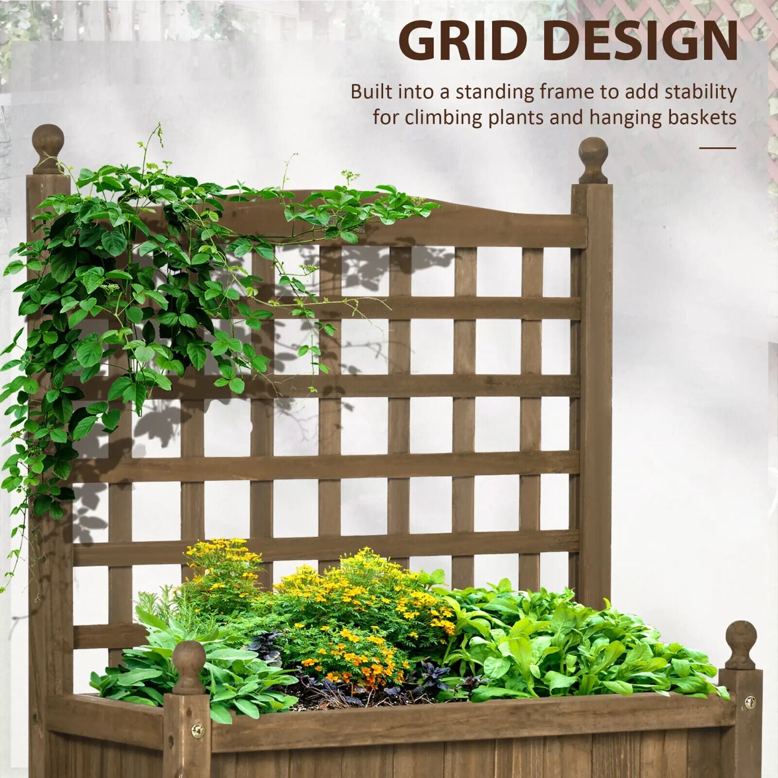 Garden Planters with Trellis for Climbing Vines Raised Beds Flower Pot Outdoor - Home and Garden Furniture Shop - #rustic - furniture#