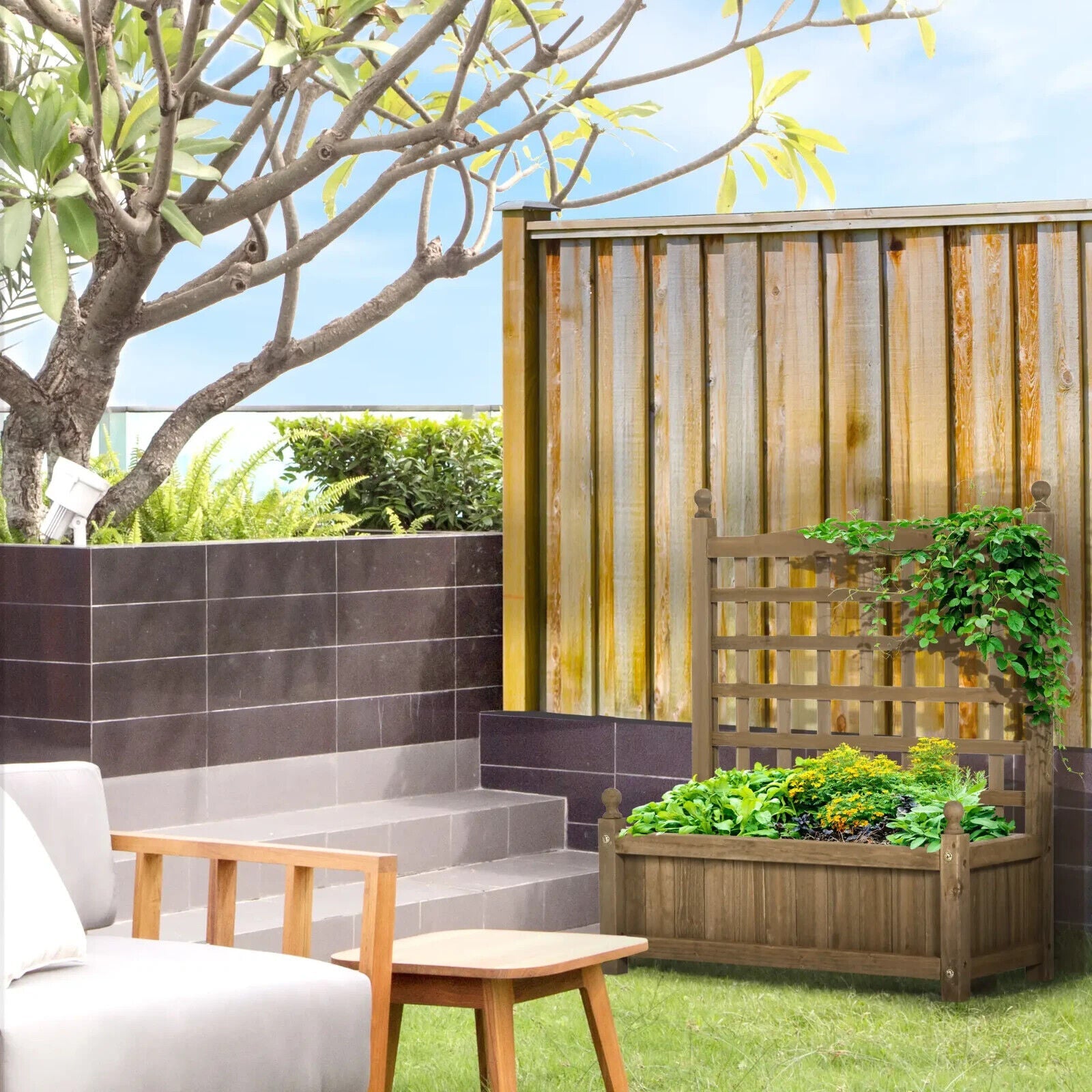 Garden Planters with Trellis for Climbing Vines Raised Beds Flower Pot Outdoor - Home and Garden Furniture Shop - #rustic - furniture#