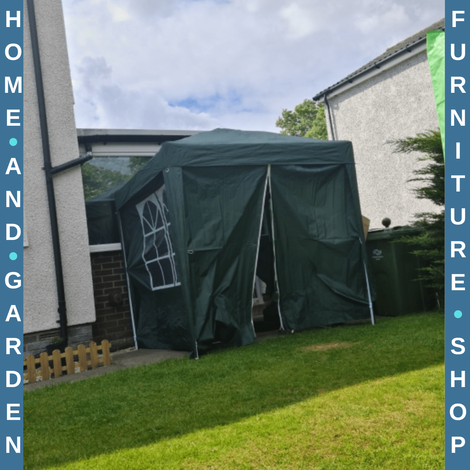 Garden Pop Up Gazebo Party Tent with Sides and Canopy Cover 2 x 2m Green Marquee - Home and Garden Furniture Shop - rustic - furniture